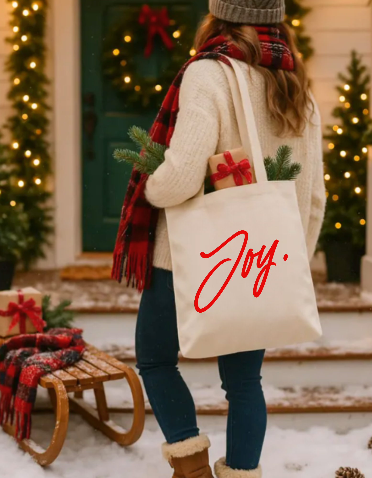 Joy Script Tote Bag — Canvas Tote product thumbnail image Joy Script Tote Bag — Canvas Tote product thumbnail image
