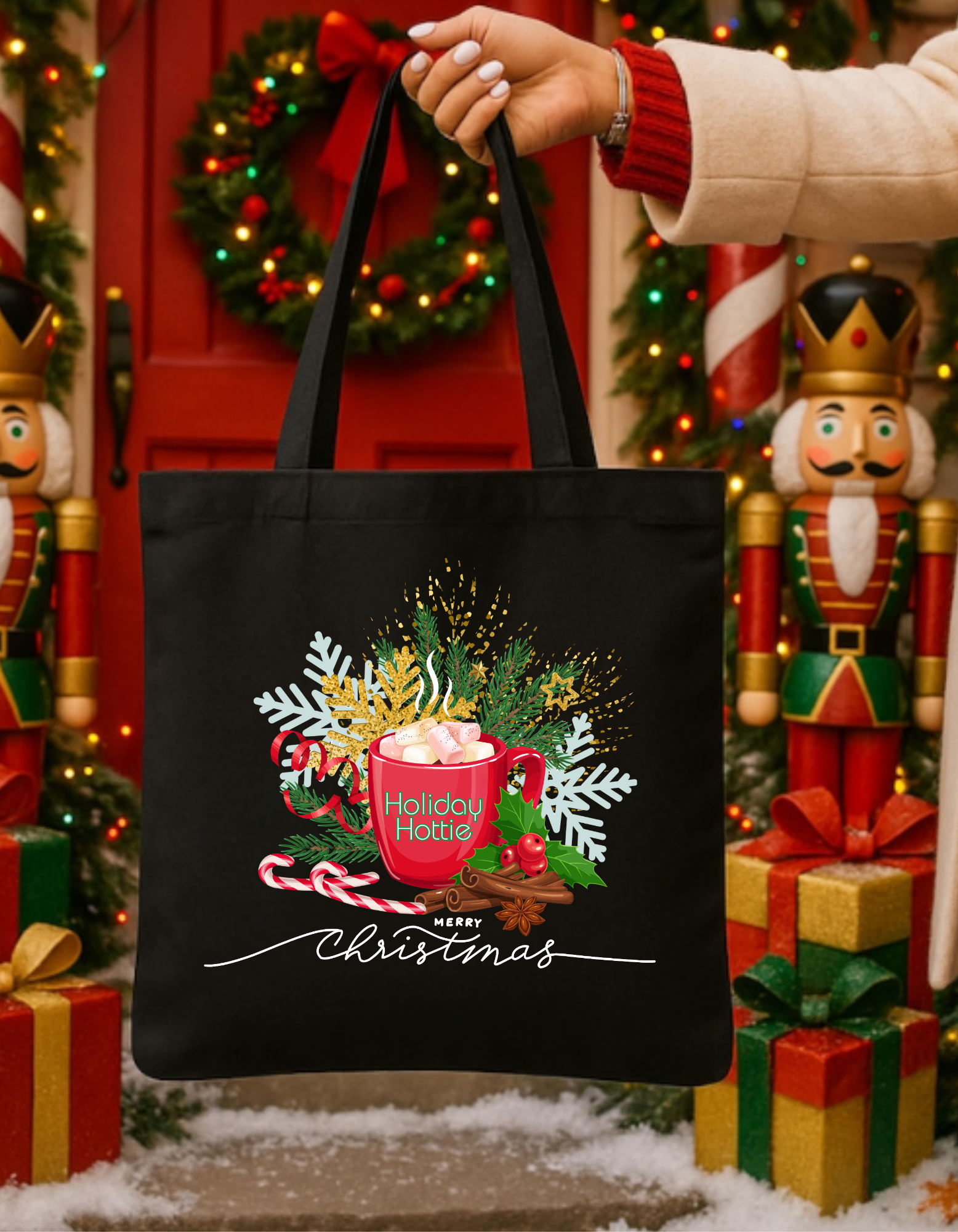 Holiday Hottie Festive "Hot Chocolate" Inspired Holiday Tote Bag — Canvas Tote