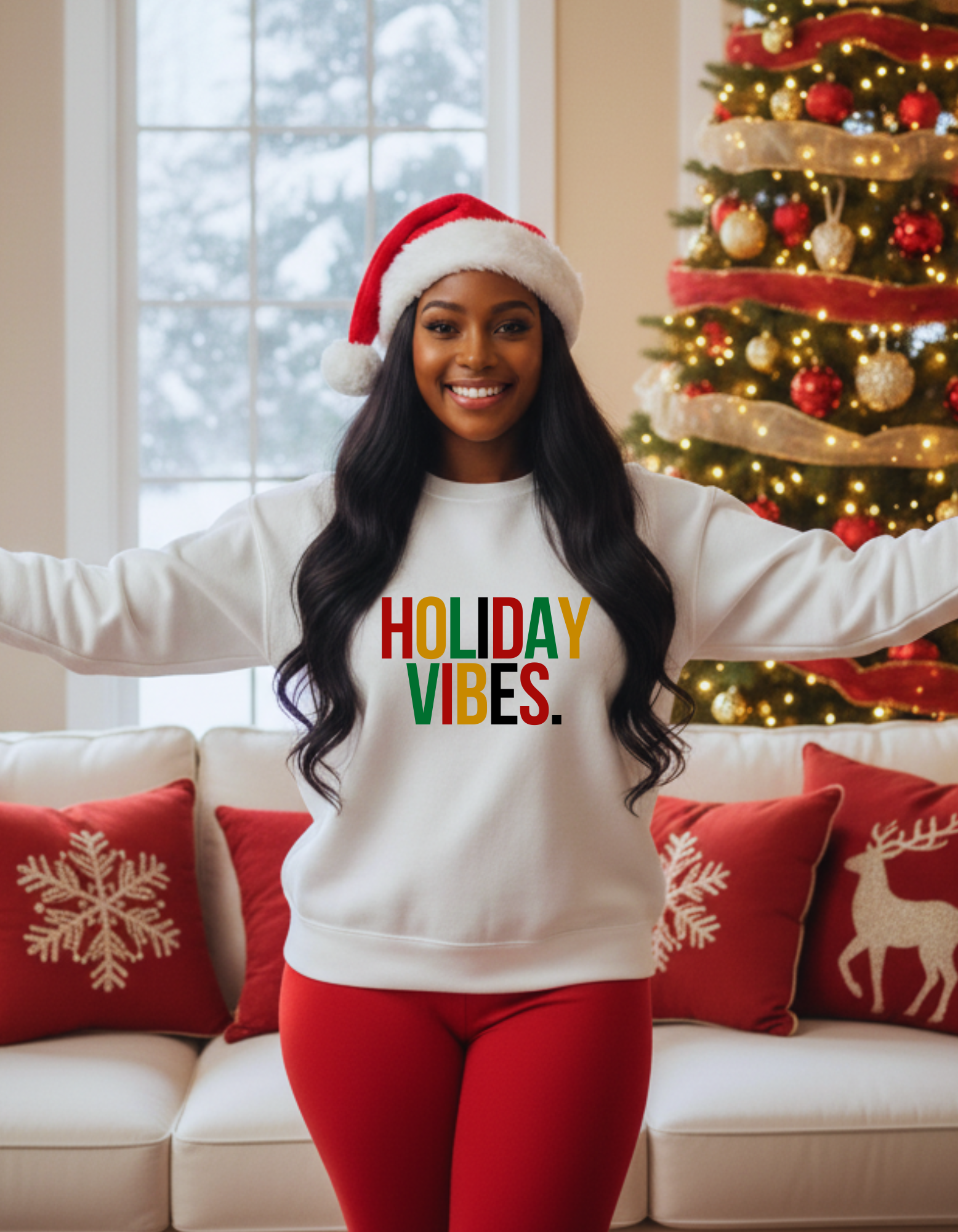 Holiday Vibes Sweatshirt- Unisex Seasonal Holiday Sweatshirt product thumbnail image Holiday Vibes Sweatshirt- Unisex Seasonal Holiday Sweatshirt product thumbnail image