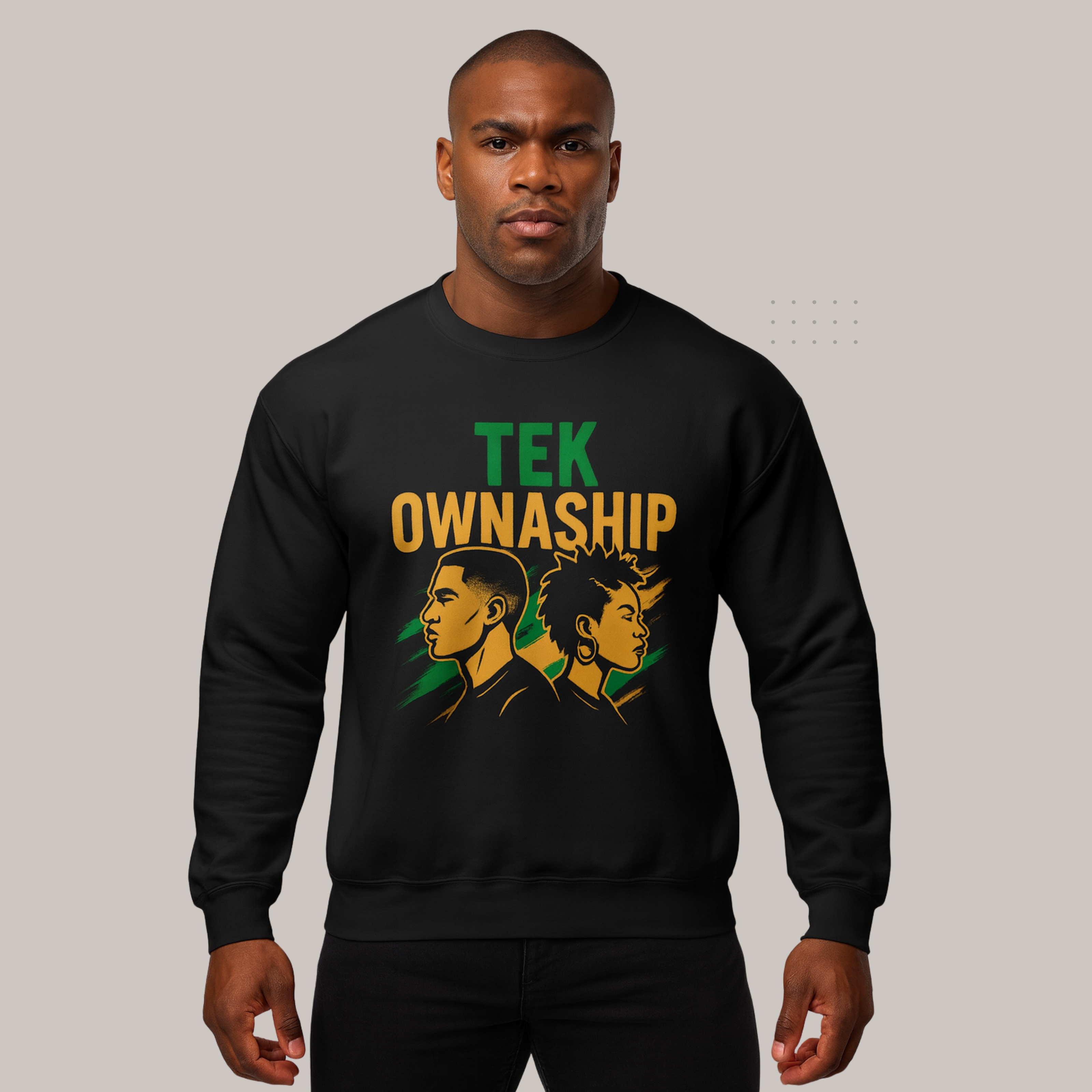 Crewneck Sweatshirt — "Tek Ownaship" Afrocentric Graphic product thumbnail image Crewneck Sweatshirt — "Tek Ownaship" Afrocentric Graphic product thumbnail image