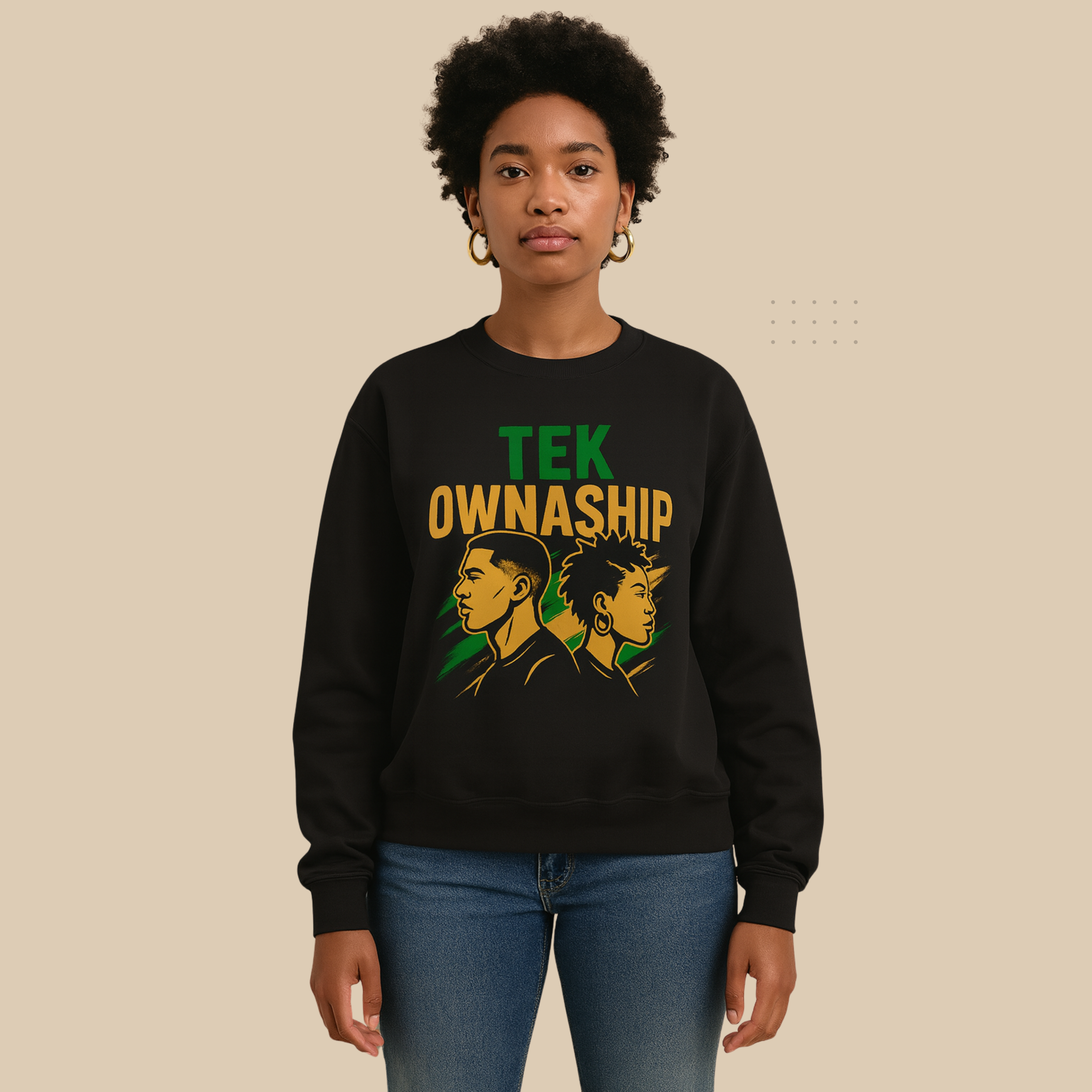 Crewneck Sweatshirt — "Tek Ownaship" Afrocentric Graphic product thumbnail image Crewneck Sweatshirt — "Tek Ownaship" Afrocentric Graphic product thumbnail image