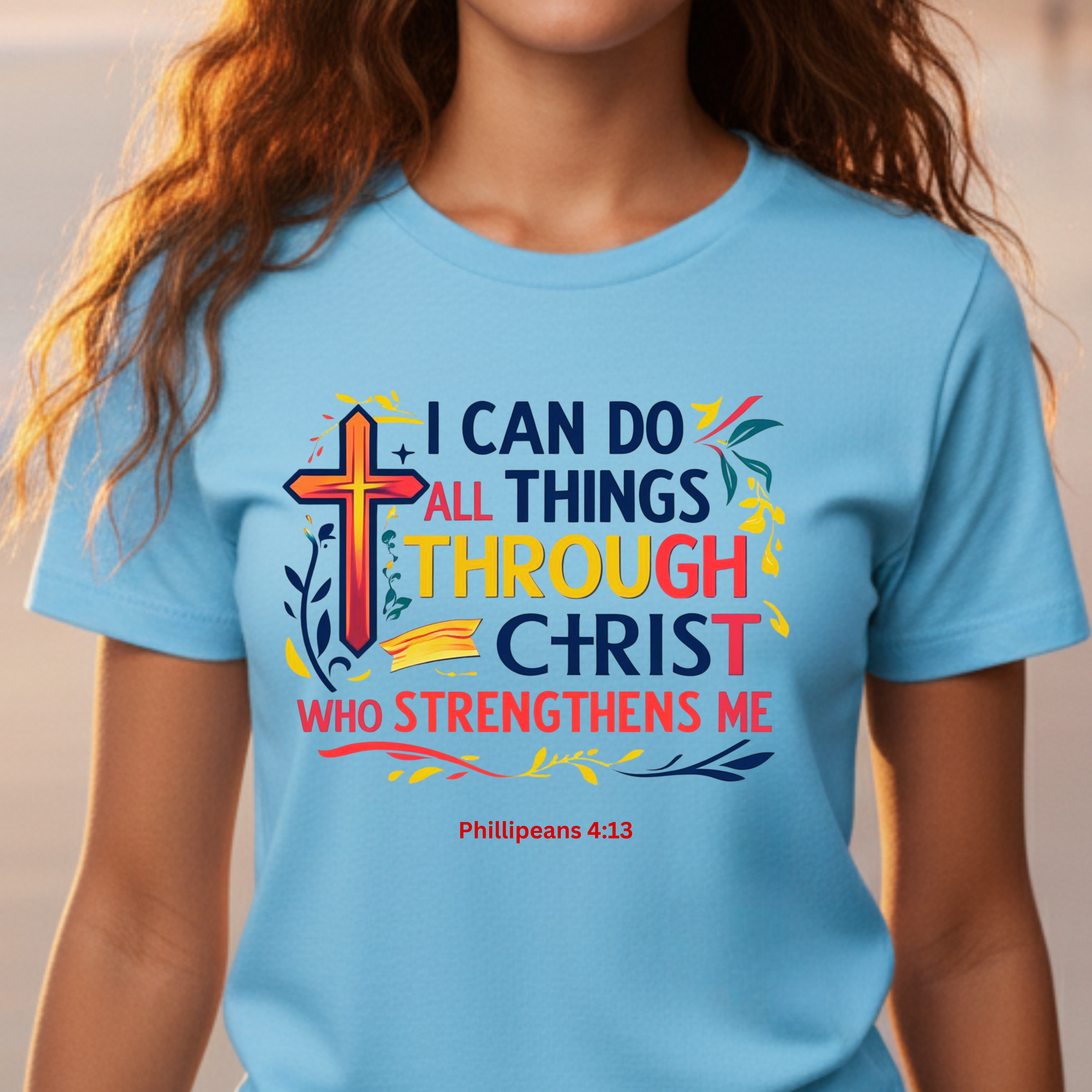 "I Can Do All Things Through Christ Who Strengthens Me" - Faith-Based Christian Women’s Inspirational Cotton T-Shirt  product thumbnail image