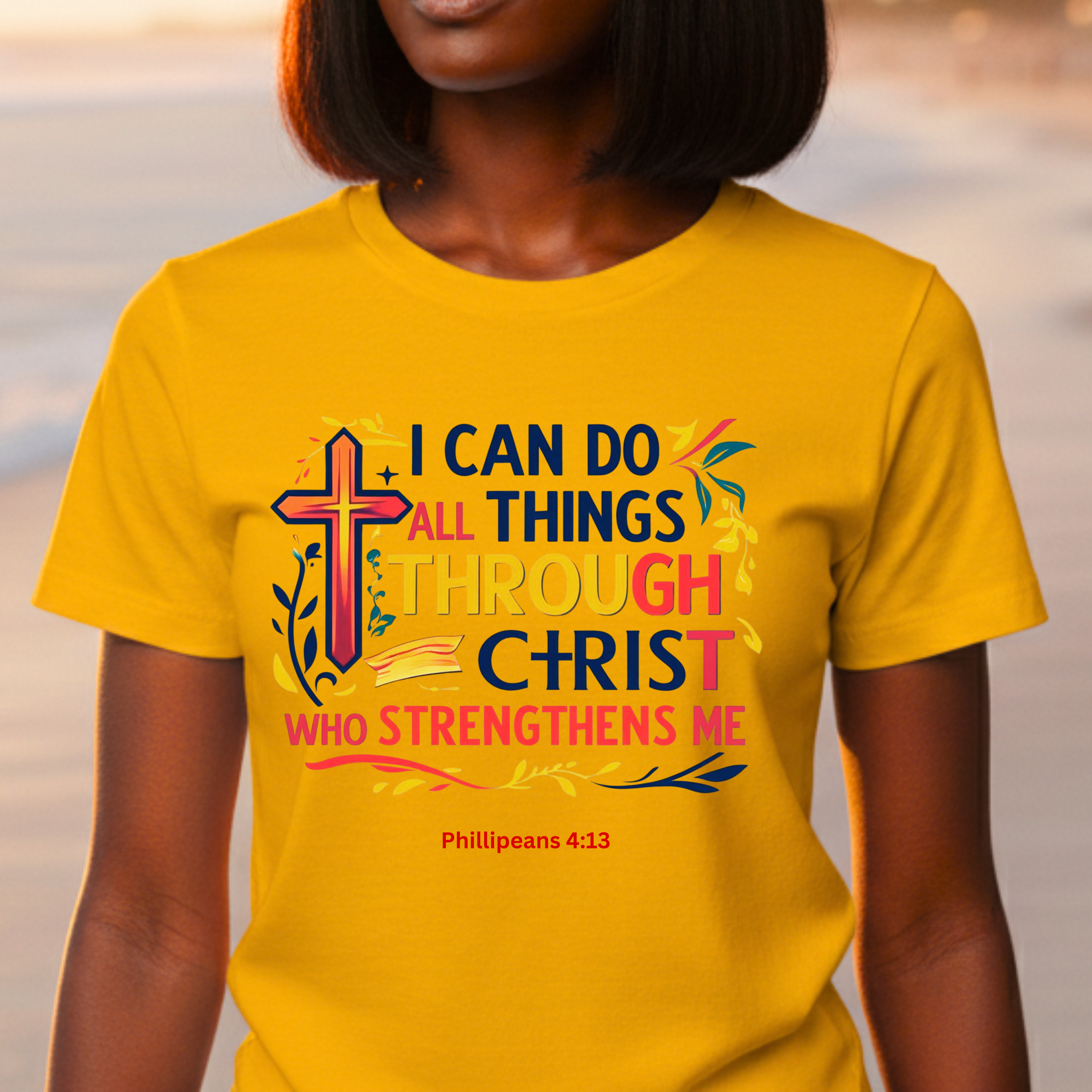 "I Can Do All Things Through Christ Who Strengthens Me" - Faith-Based Christian Women’s Inspirational Cotton T-Shirt  product thumbnail image