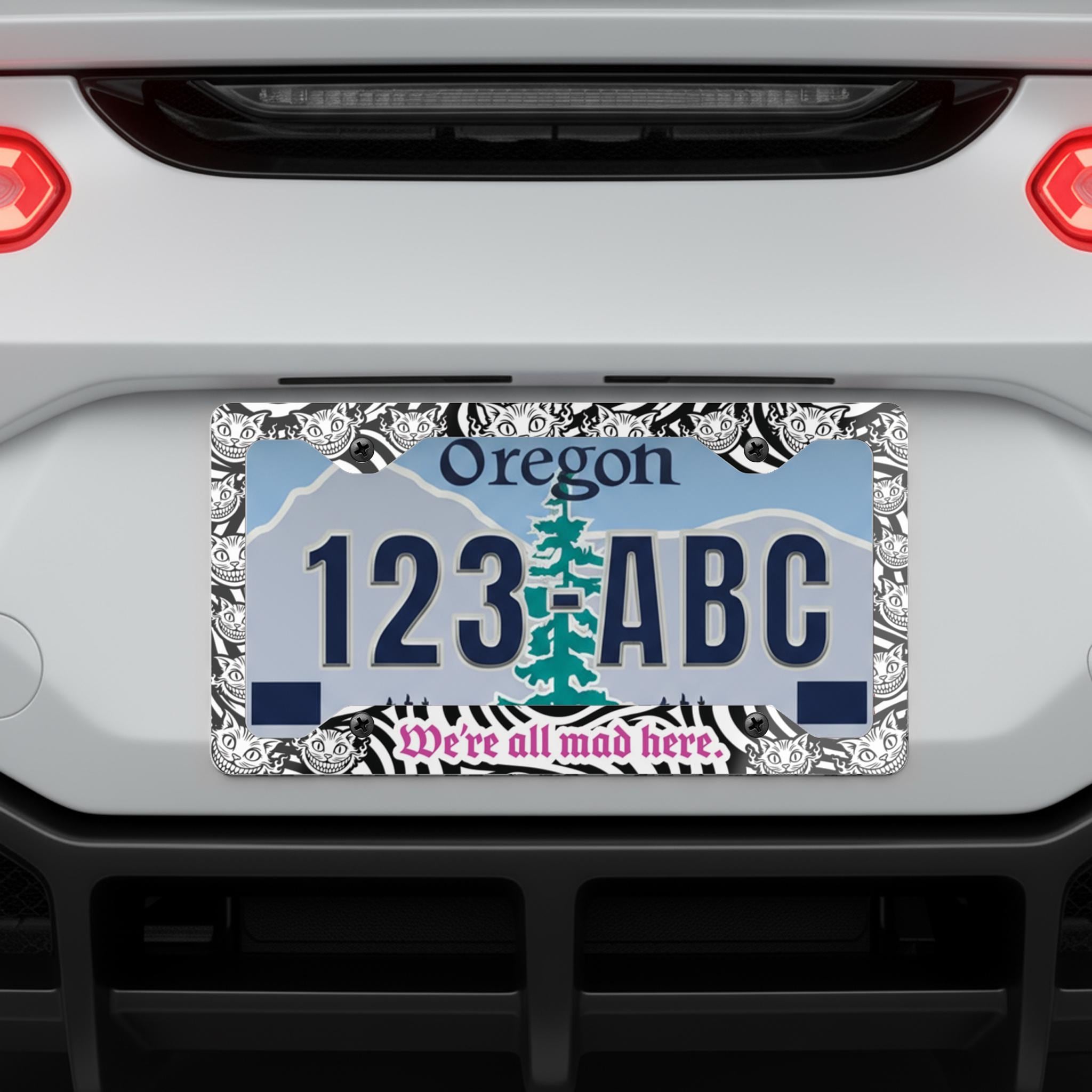 Cheshire Cat We're All Mad Here| Alice in Wonderland License Plate Frame