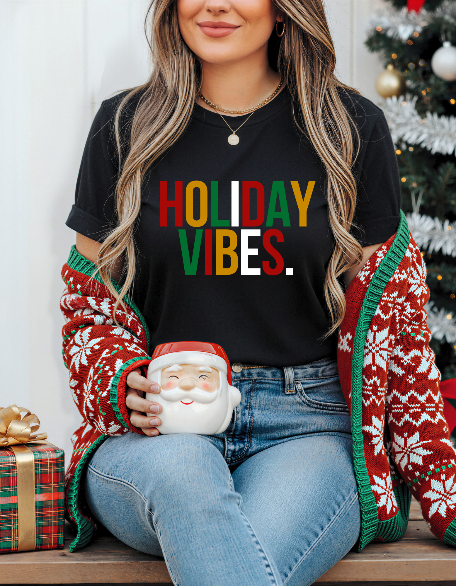 Holiday Vibes ADULT Tshirt- Unisex Seasonal Holiday shirt