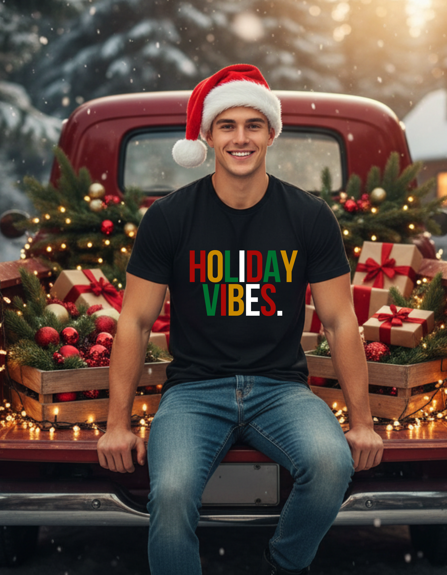 Holiday Vibes ADULT Tshirt- Unisex Seasonal Holiday shirt product thumbnail image Holiday Vibes ADULT Tshirt- Unisex Seasonal Holiday shirt product thumbnail image