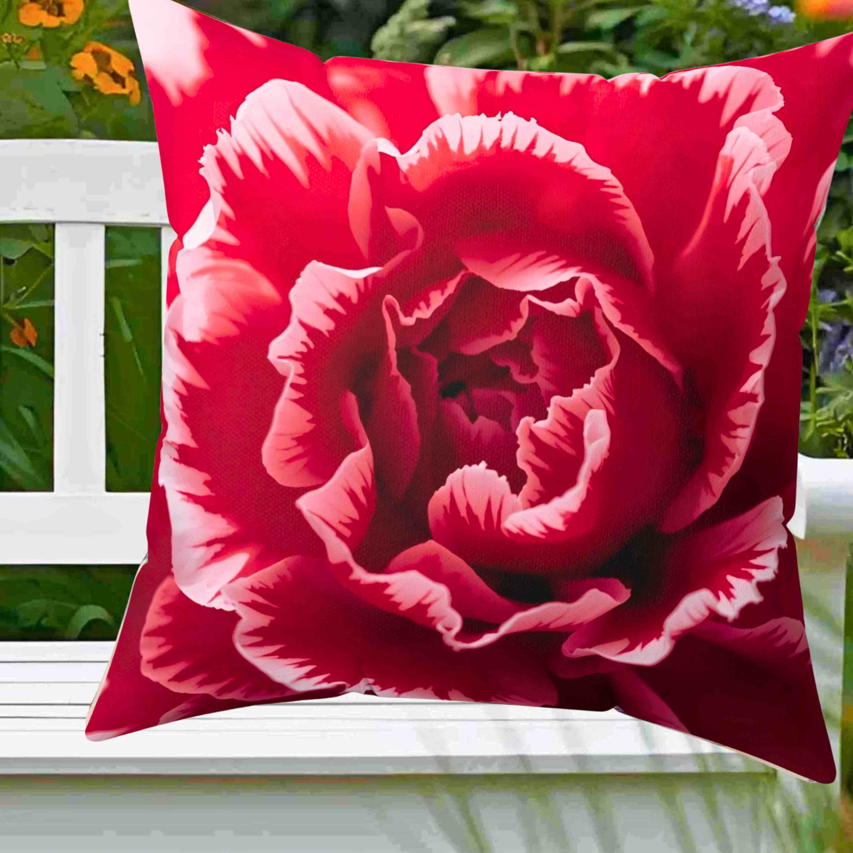 Heart of the Carnation Abstract Floral Pillow | Square Polyester Pillow product thumbnail image
