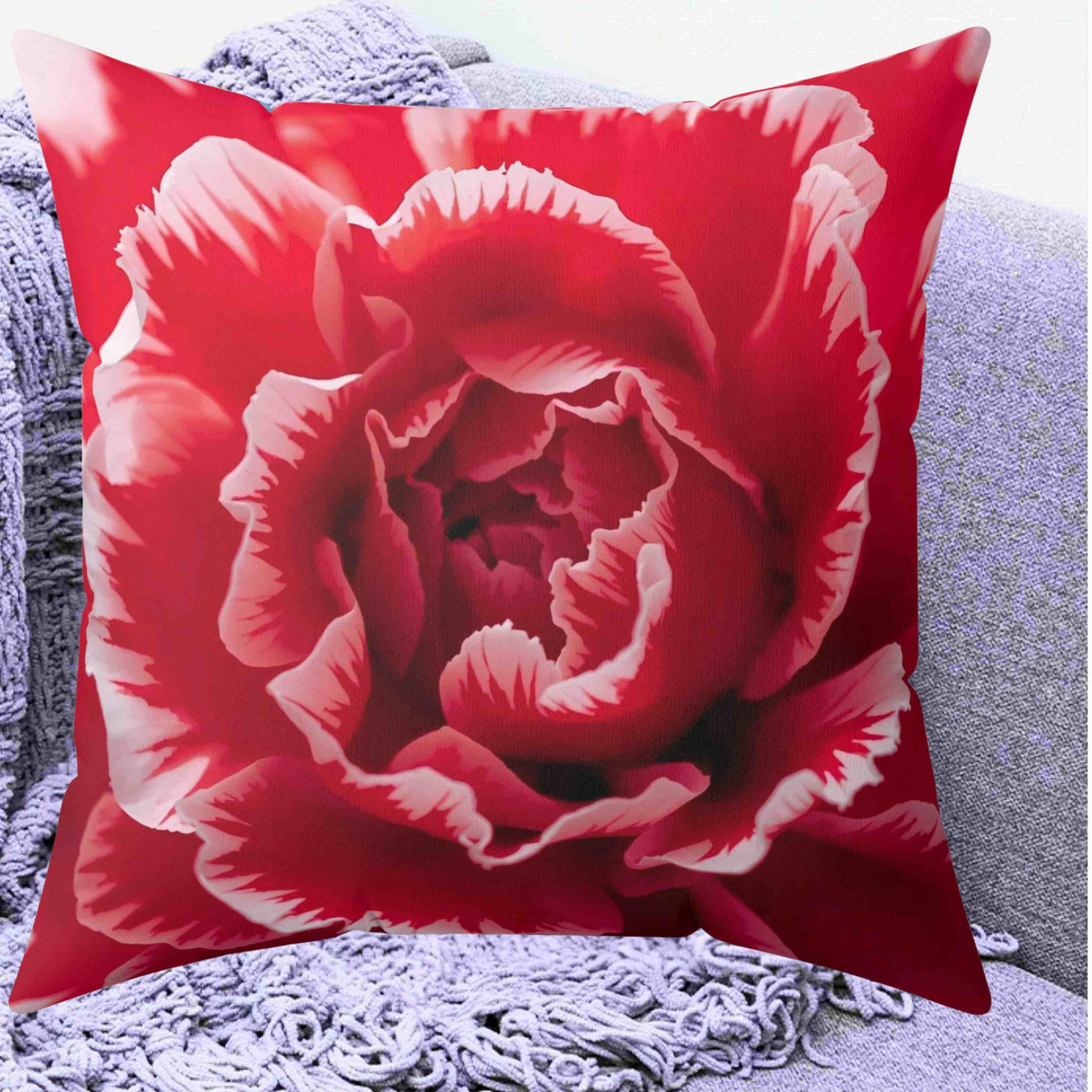 Heart of the Carnation Abstract Floral Pillow | Square Polyester Pillow product thumbnail image