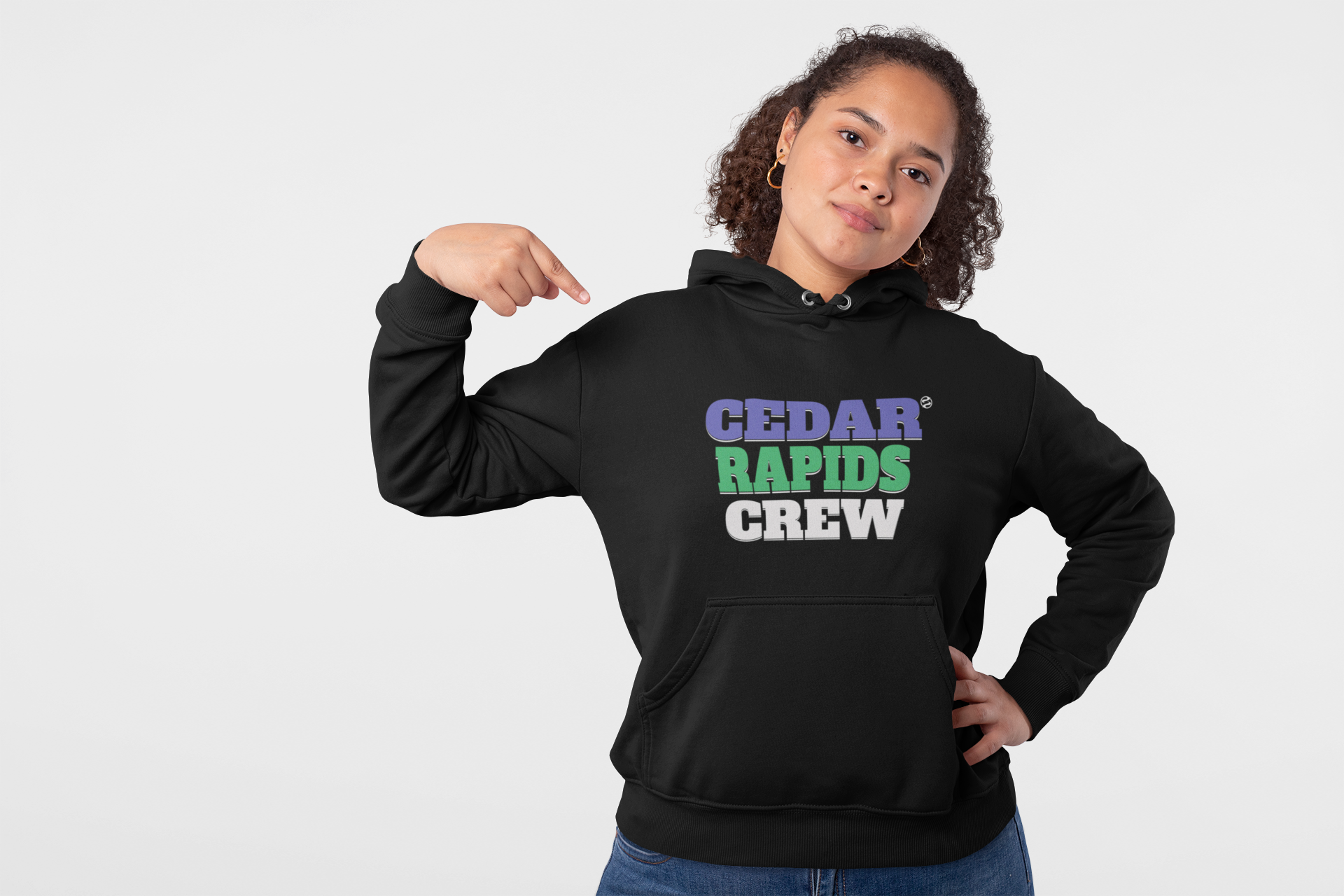 Cedar Rapids Crew Hoodie — Bold Block Letter City Pullover