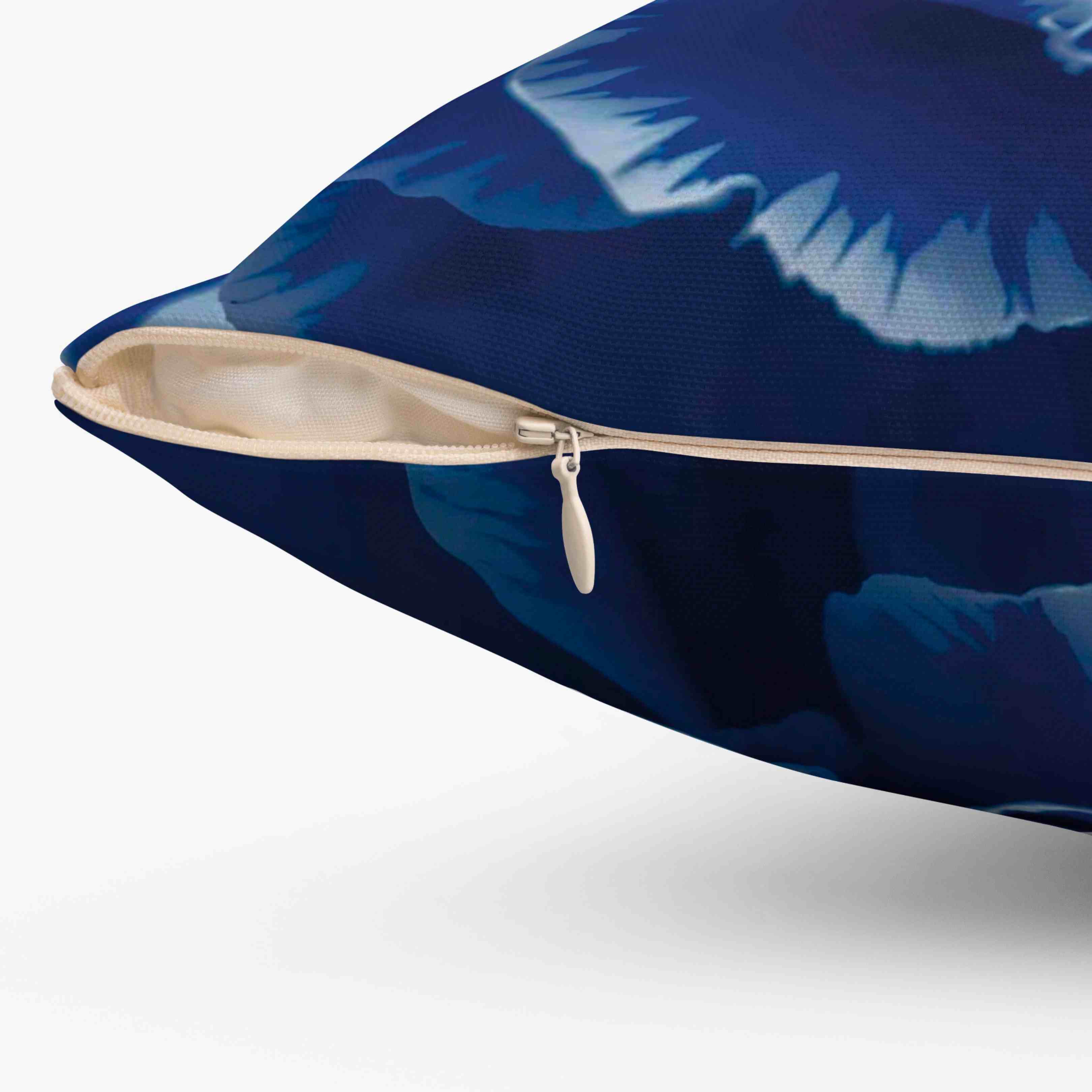 Blue Carnation Abstract Floral Pillow | Large Botanical Throw Pillow, Square Decorative Pillow product thumbnail image