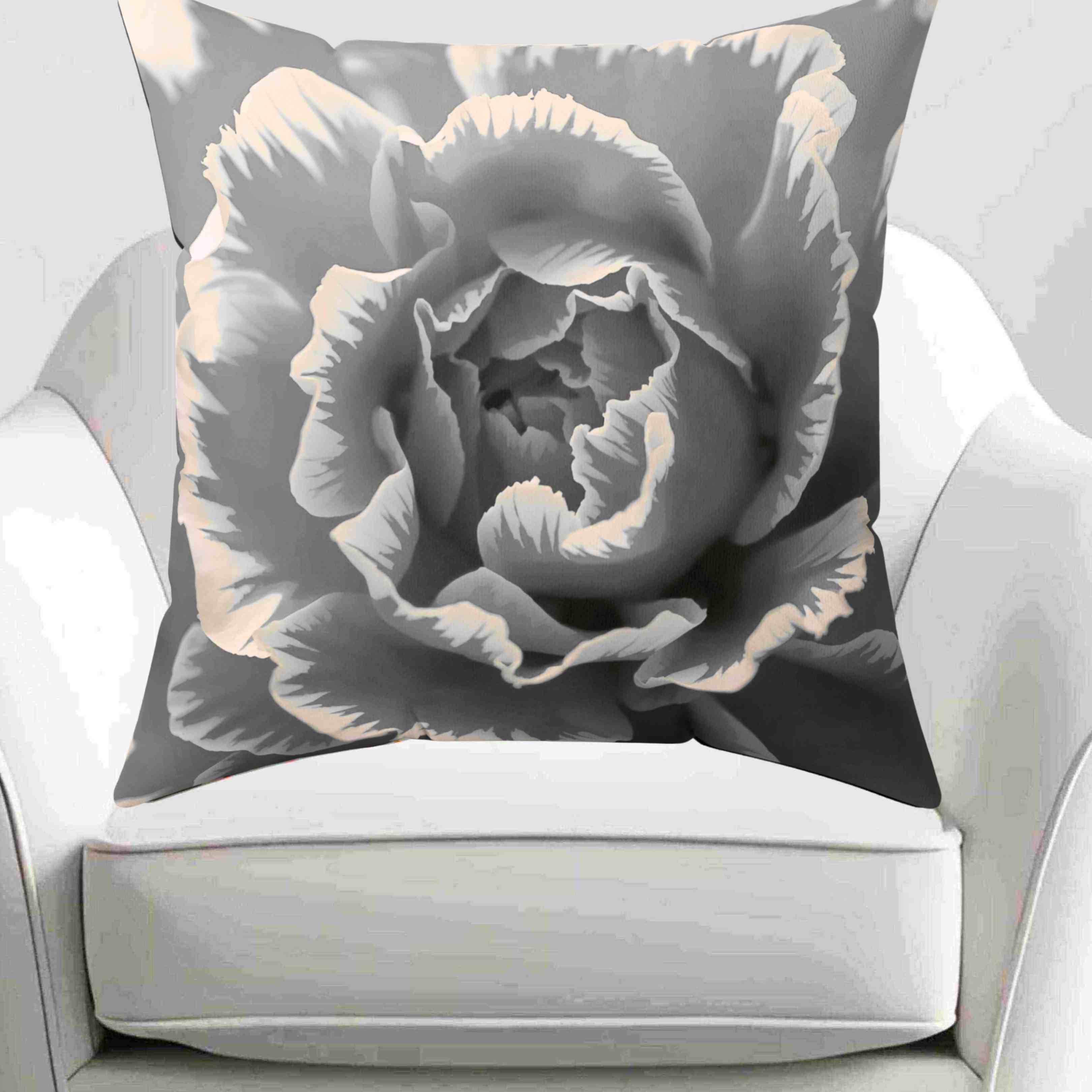 Grayscale Abstract Carnation Pillow | Square Pillow product thumbnail image