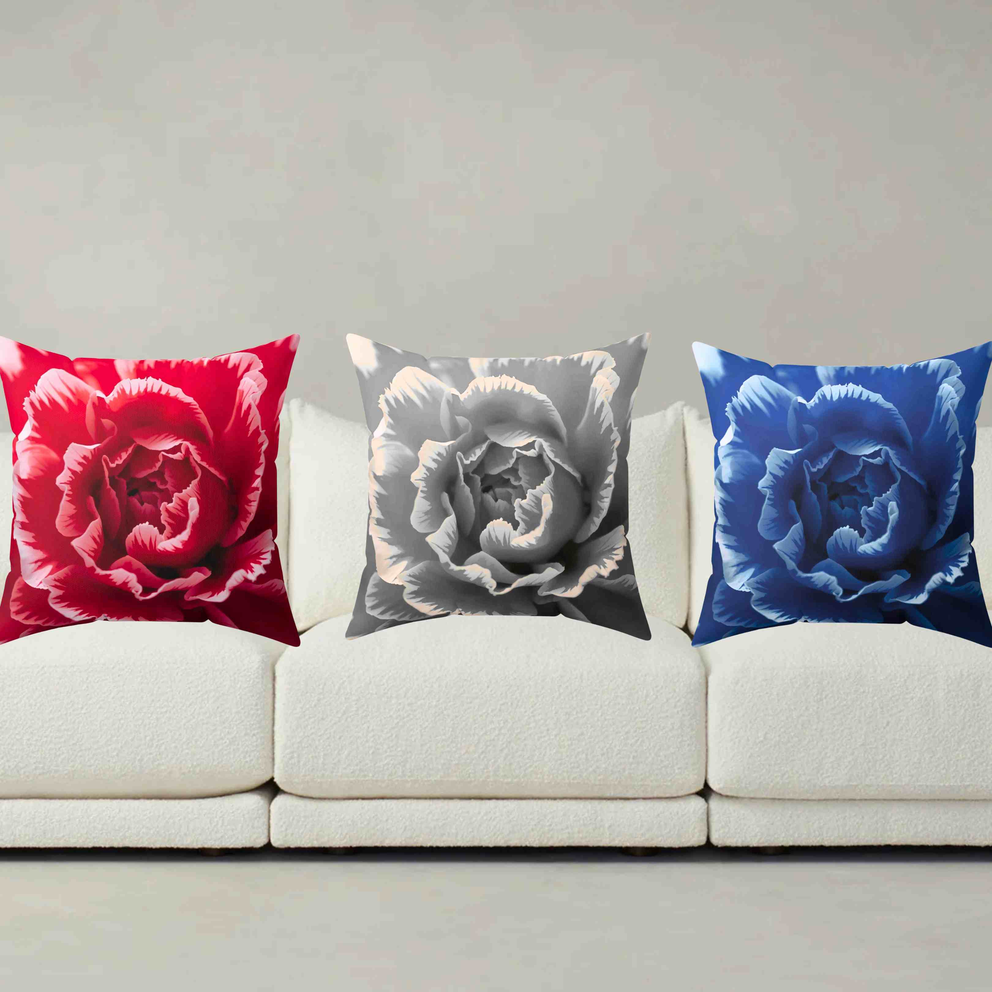 Grayscale Abstract Carnation Pillow | Square Pillow product thumbnail image