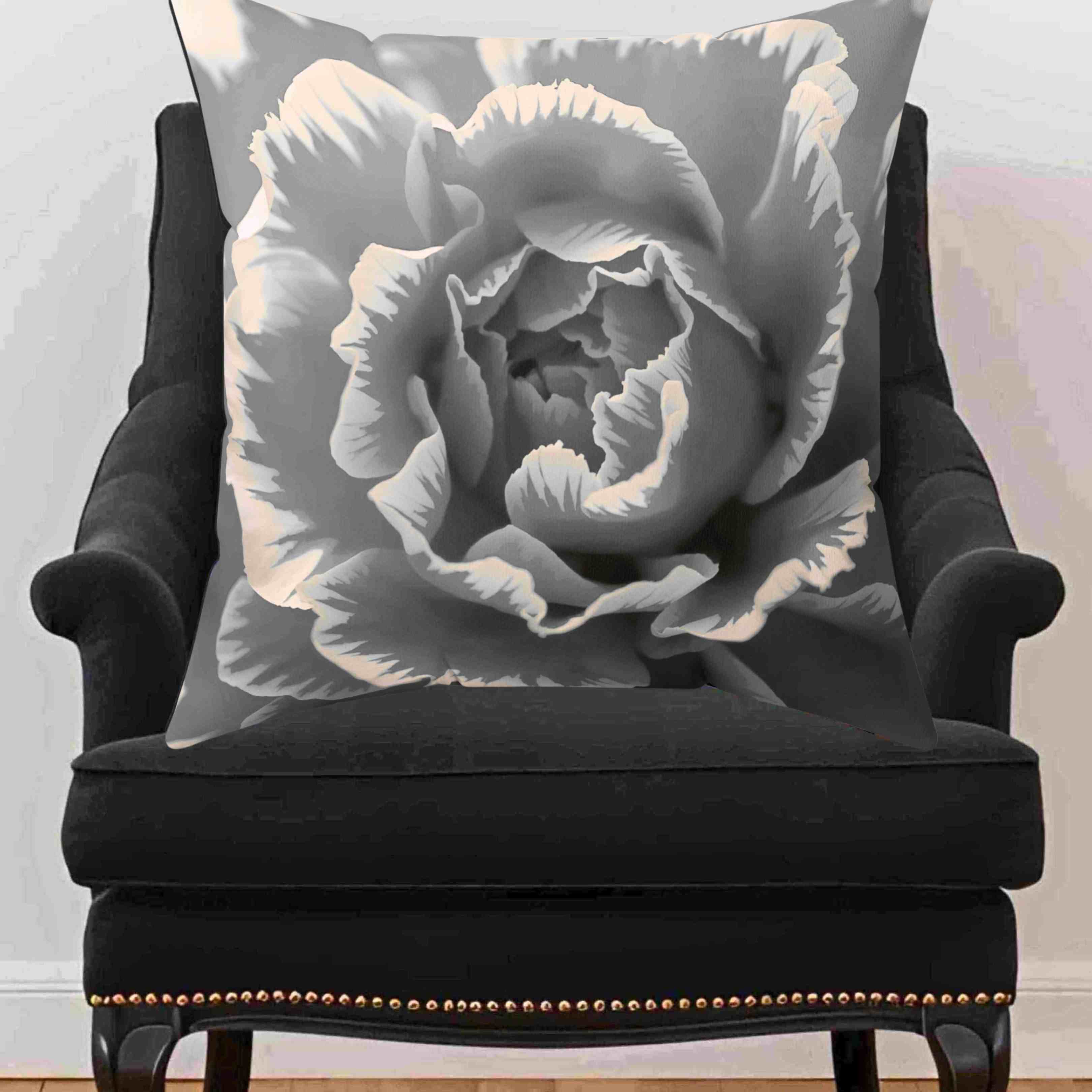 Grayscale Abstract Carnation Pillow | Square Pillow product thumbnail image
