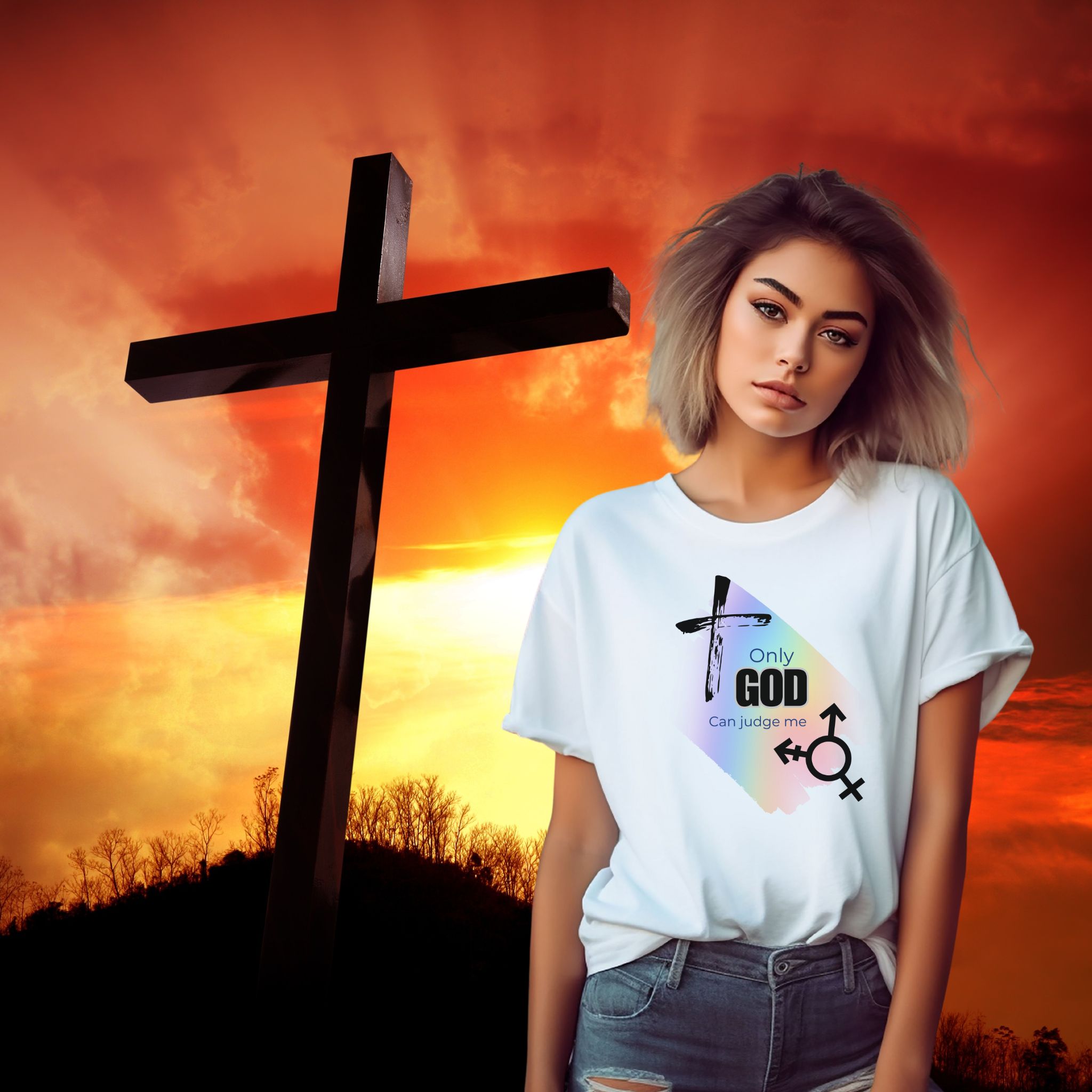 Transgender Pride Message T-Shirt for Truth and Faith, Unisex Softstyle Tee product thumbnail image