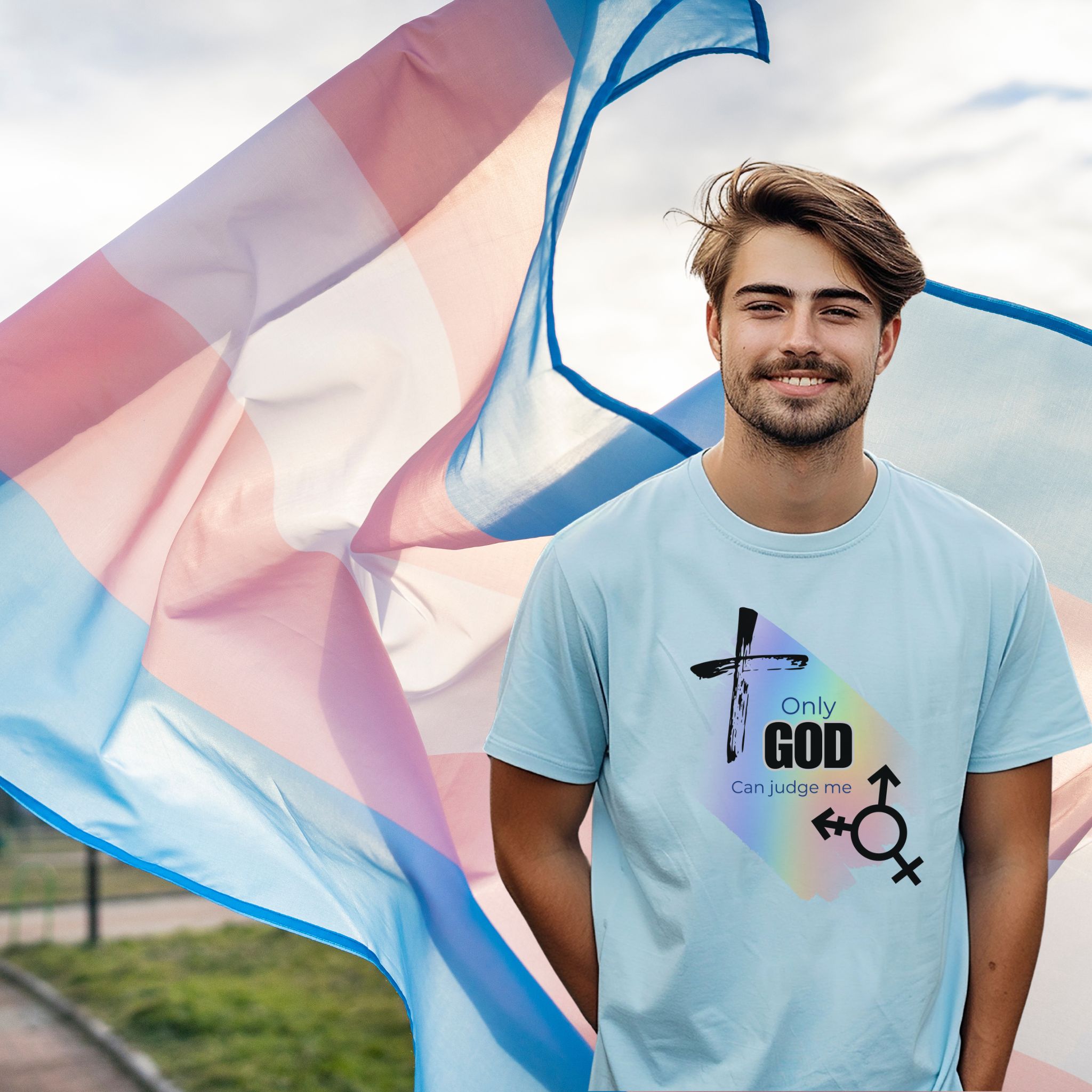 Transgender Pride Message T-Shirt for Truth and Faith, Unisex Softstyle Tee product thumbnail image