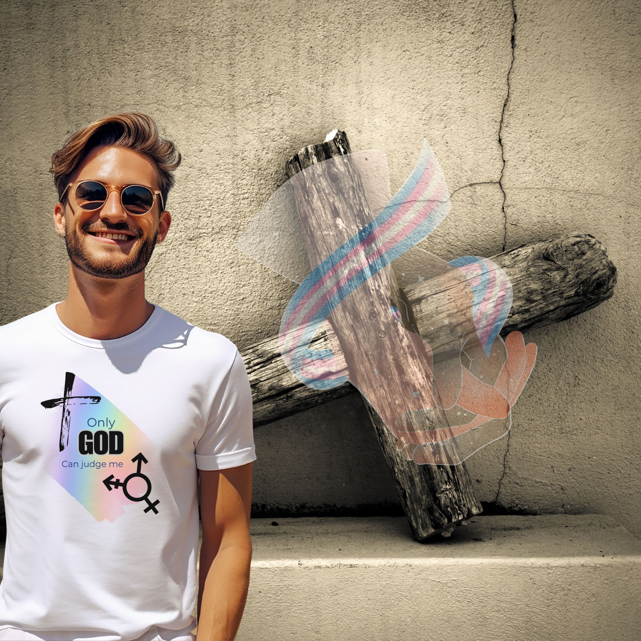 Transgender Pride Message T-Shirt for Truth and Faith, Unisex Softstyle Tee product thumbnail image