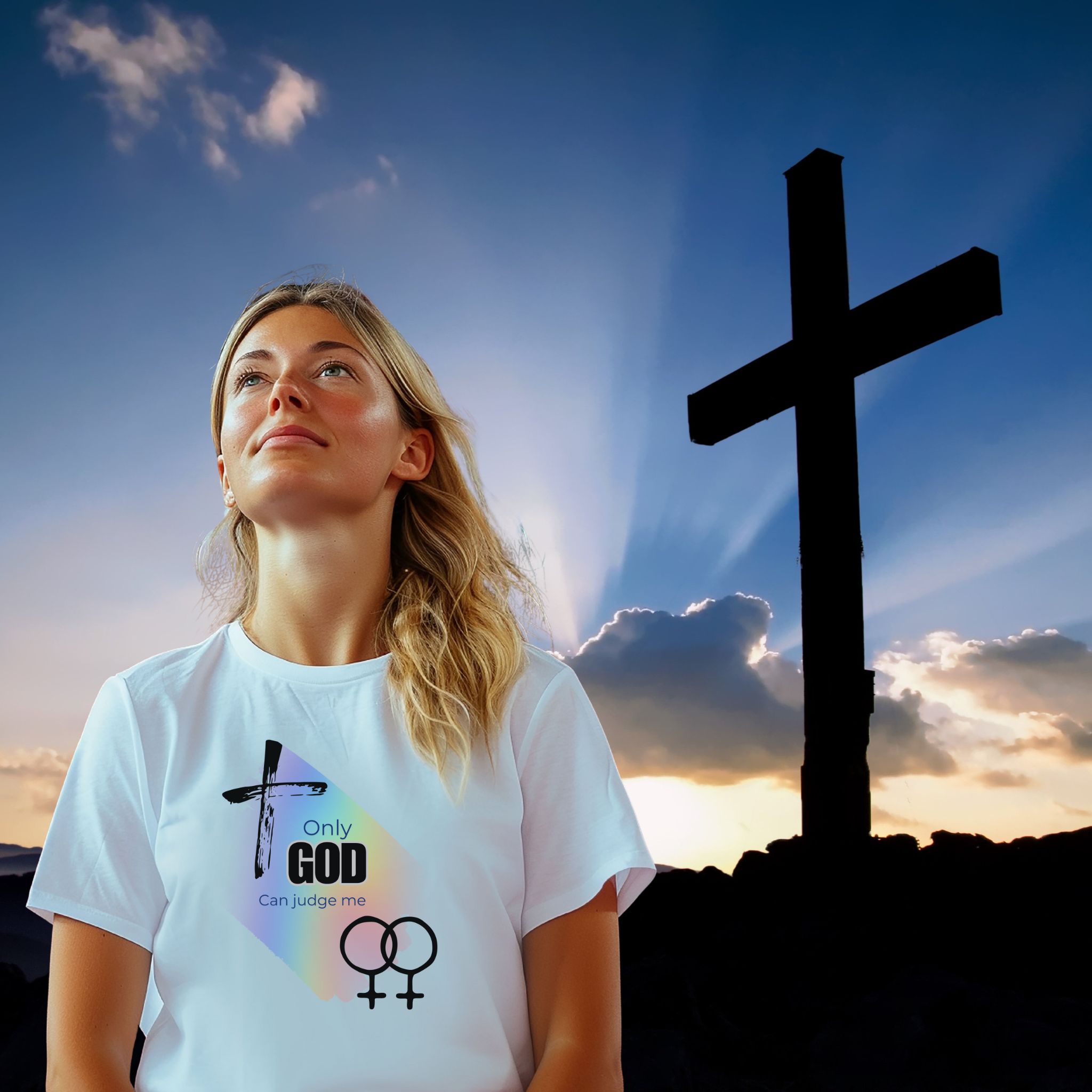 Lesbian only God Can Judge Me Unisex Softstyle T-Shirt with Inspirational LGBTQ+ Design product thumbnail image Lesbian only God Can Judge Me Unisex Softstyle T-Shirt with Inspirational LGBTQ+ Design product thumbnail image