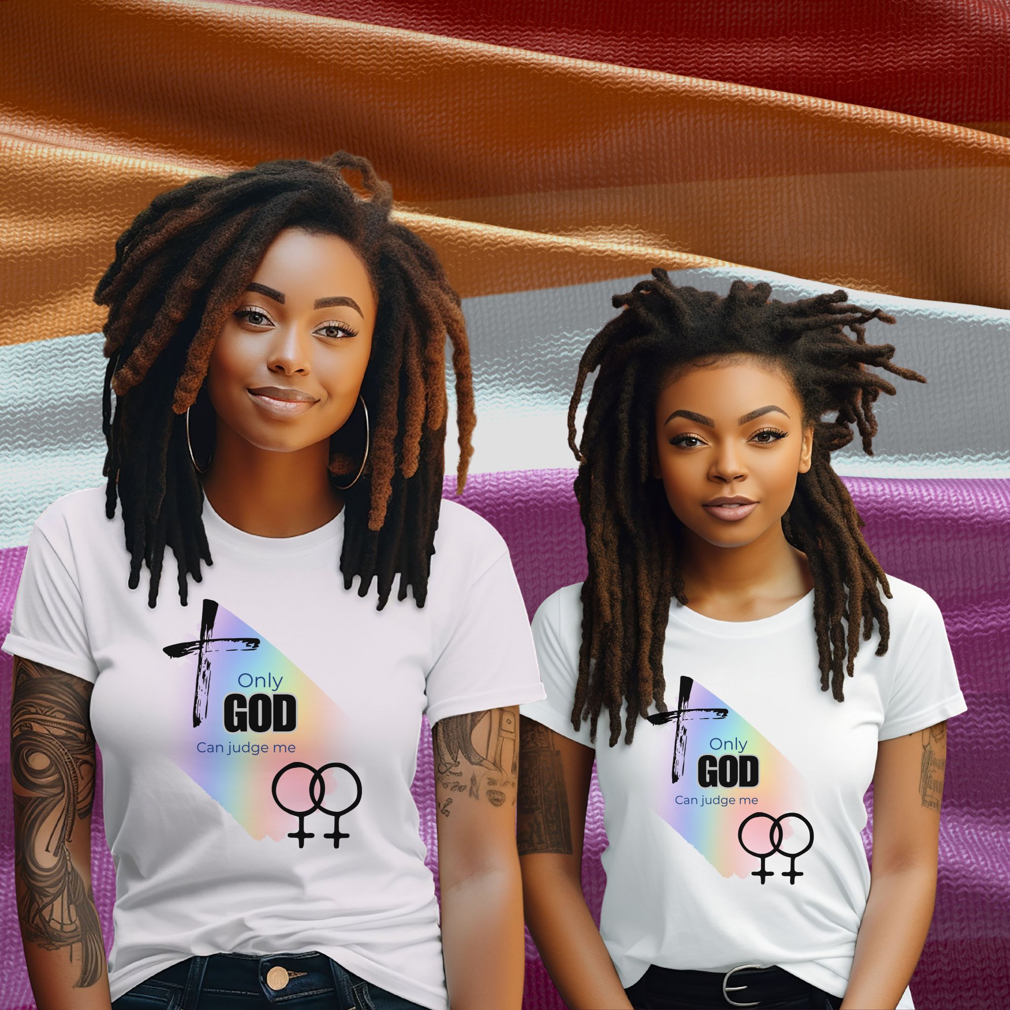 Lesbian only God Can Judge Me Unisex Softstyle T-Shirt with Inspirational LGBTQ+ Design product thumbnail image Lesbian only God Can Judge Me Unisex Softstyle T-Shirt with Inspirational LGBTQ+ Design product thumbnail image