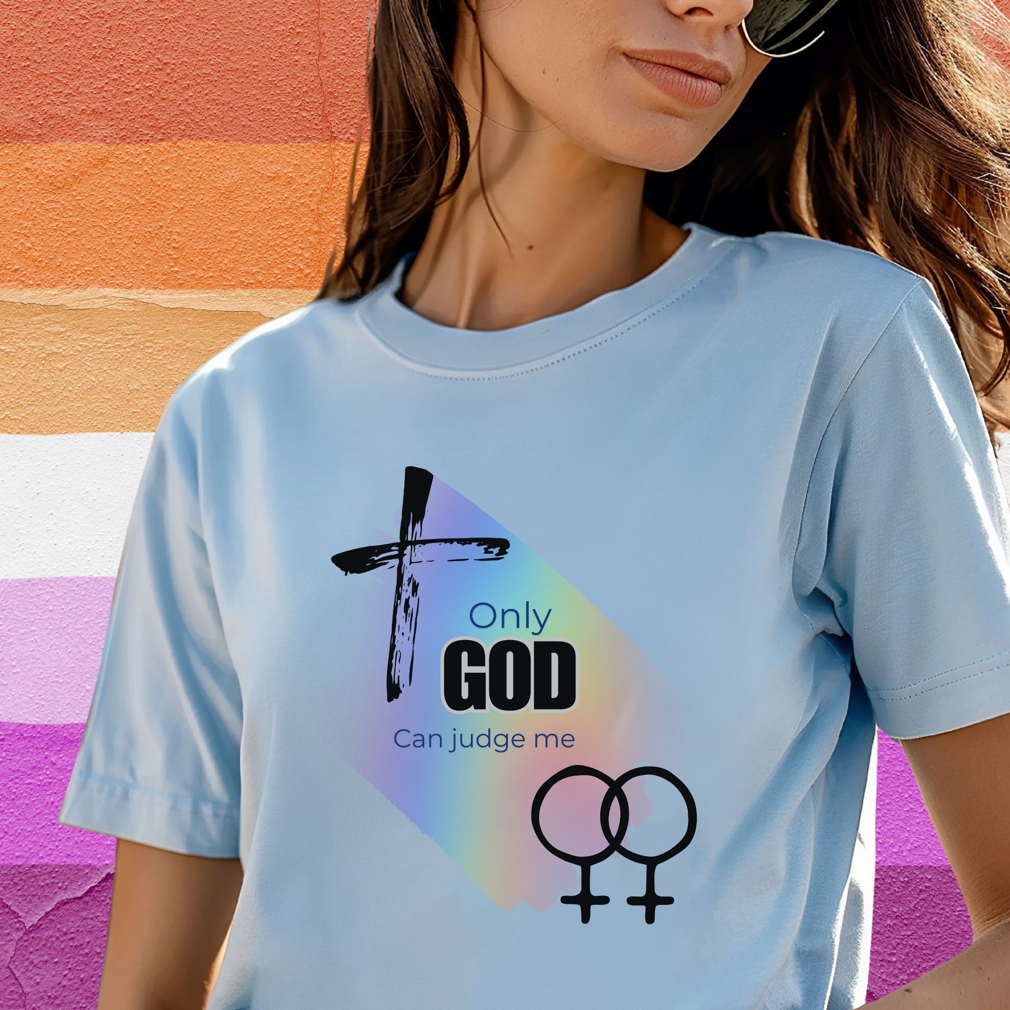 Lesbian only God Can Judge Me Unisex Softstyle T-Shirt with Inspirational LGBTQ+ Design  product thumbnail image