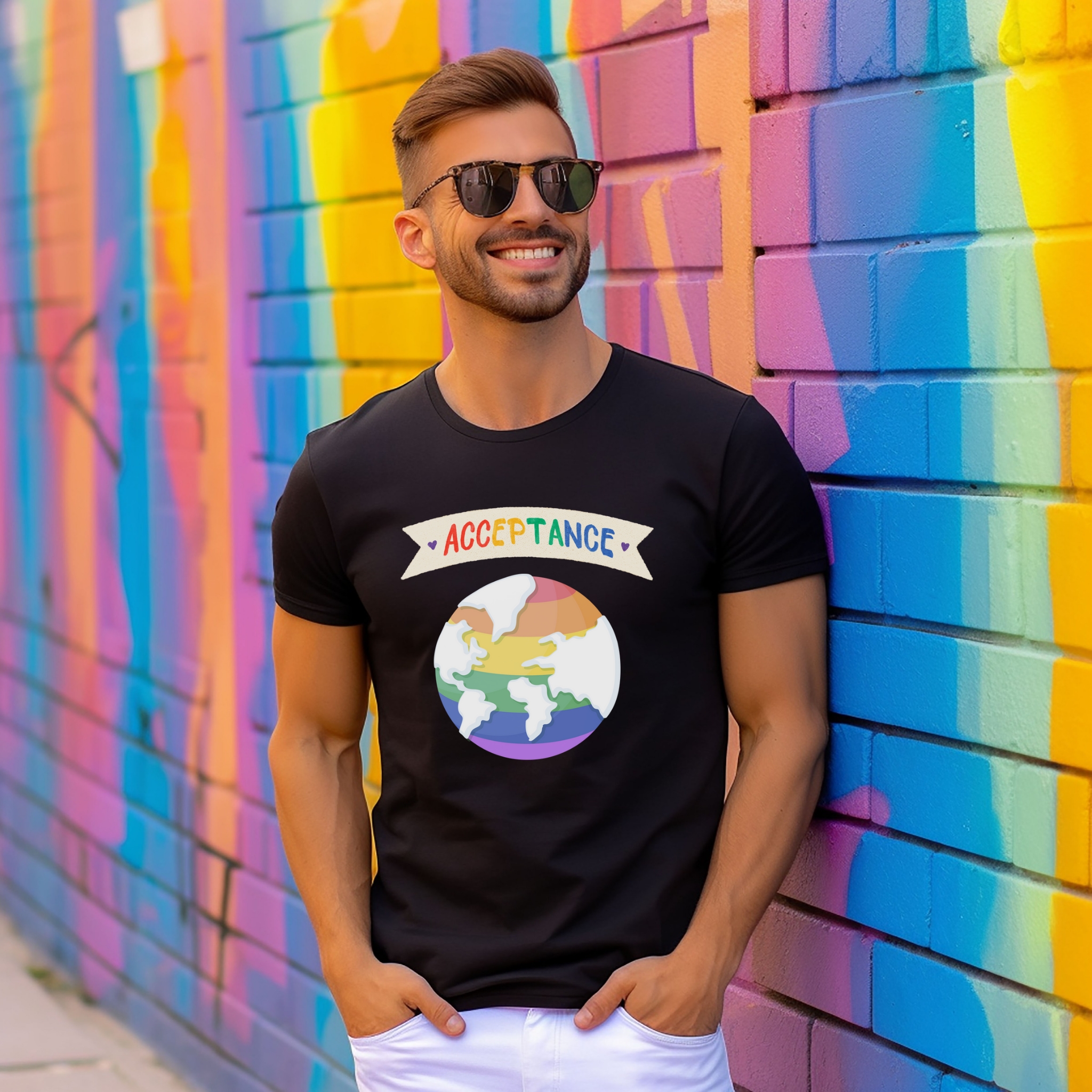 Pride Acceptance Unisex Short Sleeve Tee - Celebrate Diversity & Love product thumbnail image Pride Acceptance Unisex Short Sleeve Tee - Celebrate Diversity & Love product thumbnail image