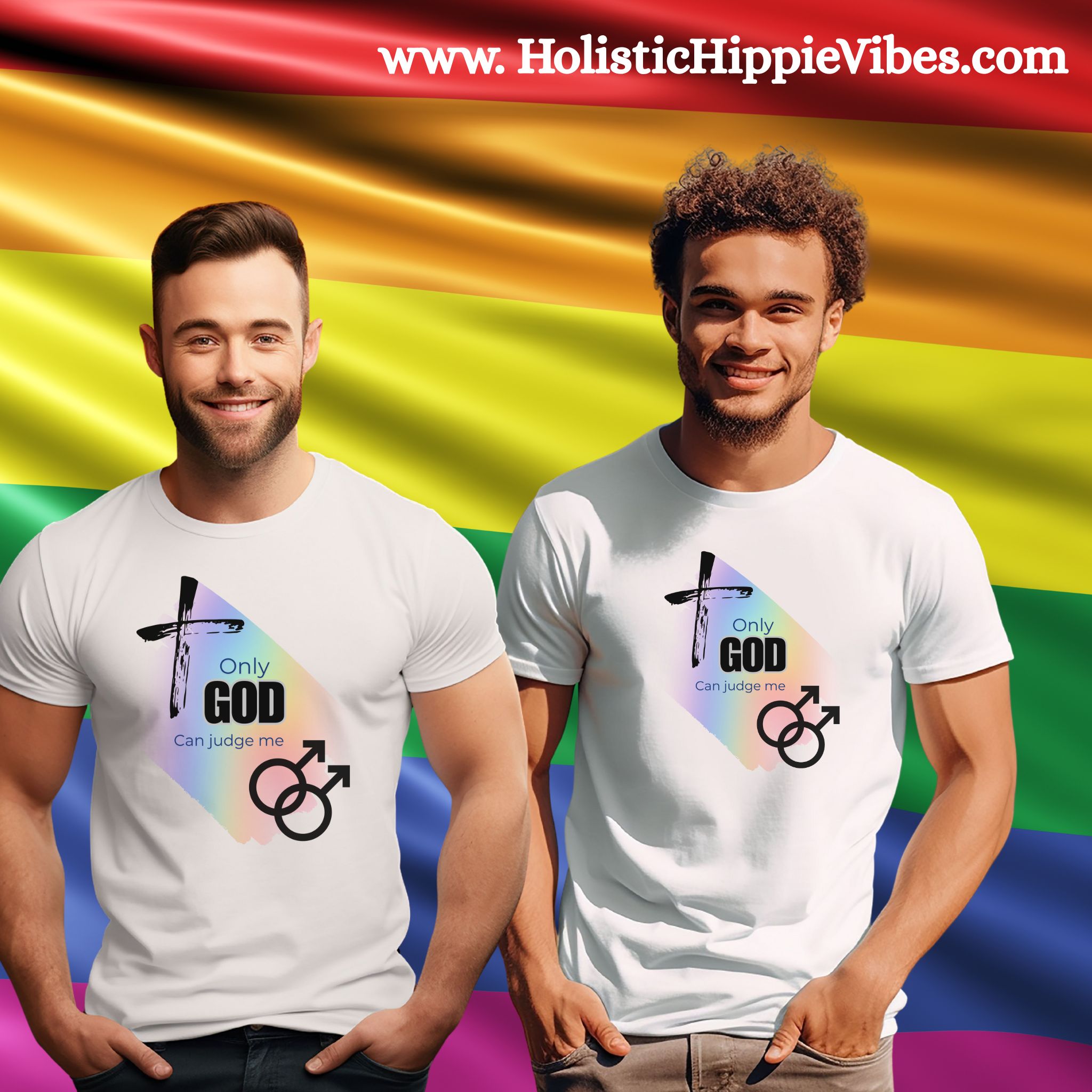 Gay Pride Unisex Softstyle T-Shirt with 'Only God Can Judge Me' Design - Faith-Based Apparel, LGBTQ+ Support, Inspirational product thumbnail image