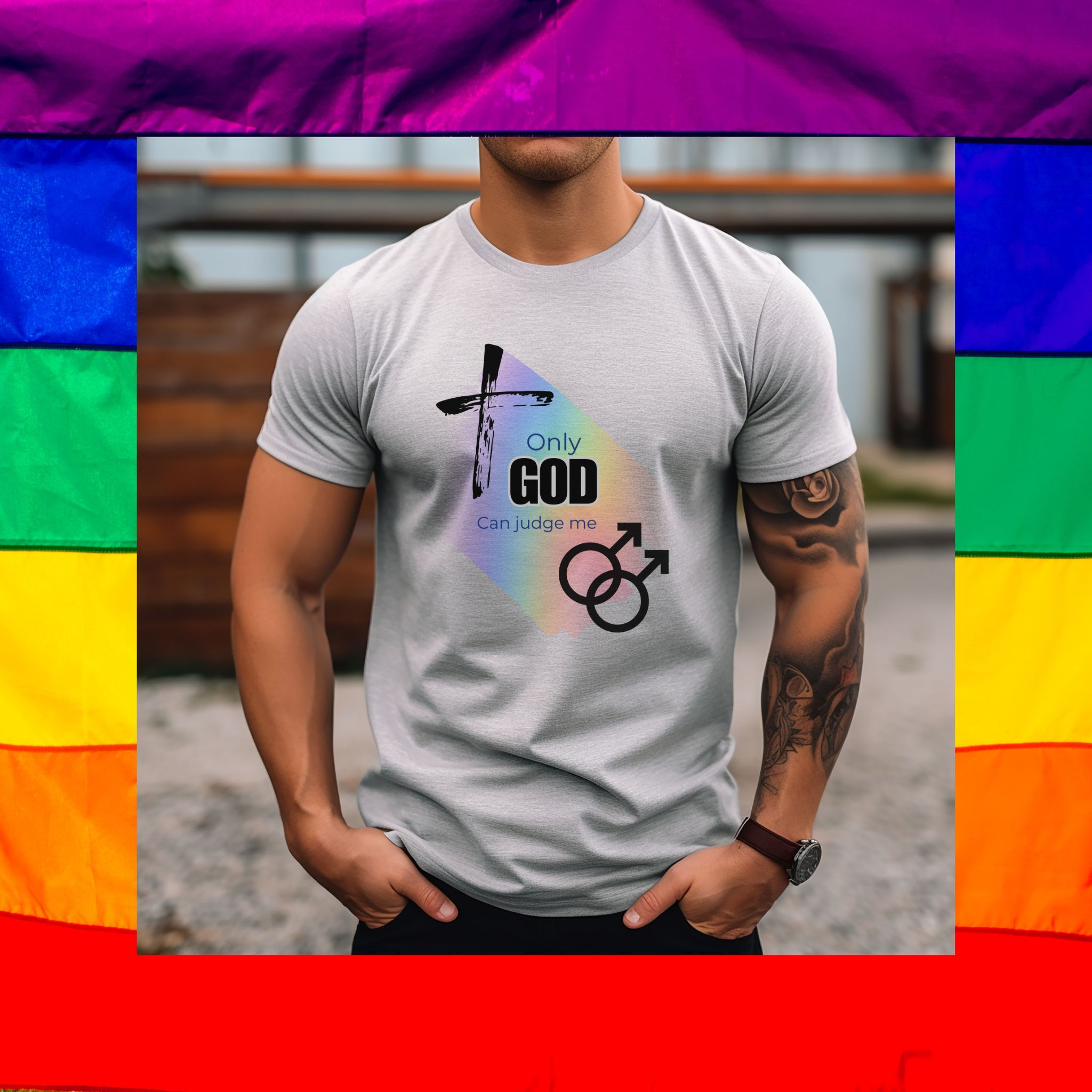 Gay Pride Unisex Softstyle T-Shirt with 'Only God Can Judge Me' Design - Faith-Based Apparel, LGBTQ+ Support, Inspirational product thumbnail image Gay Pride Unisex Softstyle T-Shirt with 'Only God Can Judge Me' Design - Faith-Based Apparel, LGBTQ+ Support, Inspirational product thumbnail image
