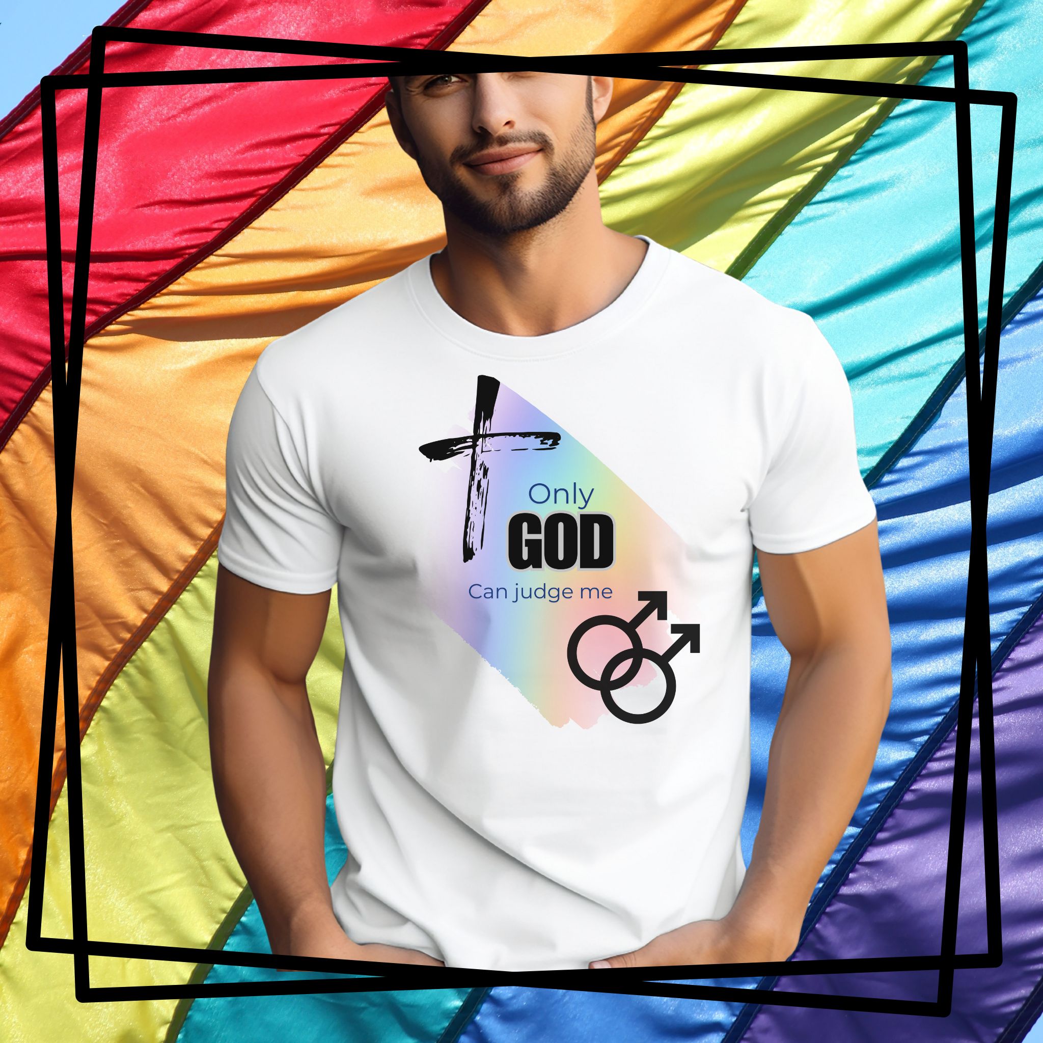 Gay Pride Unisex Softstyle T-Shirt with 'Only God Can Judge Me' Design - Faith-Based Apparel, LGBTQ+ Support, Inspirational