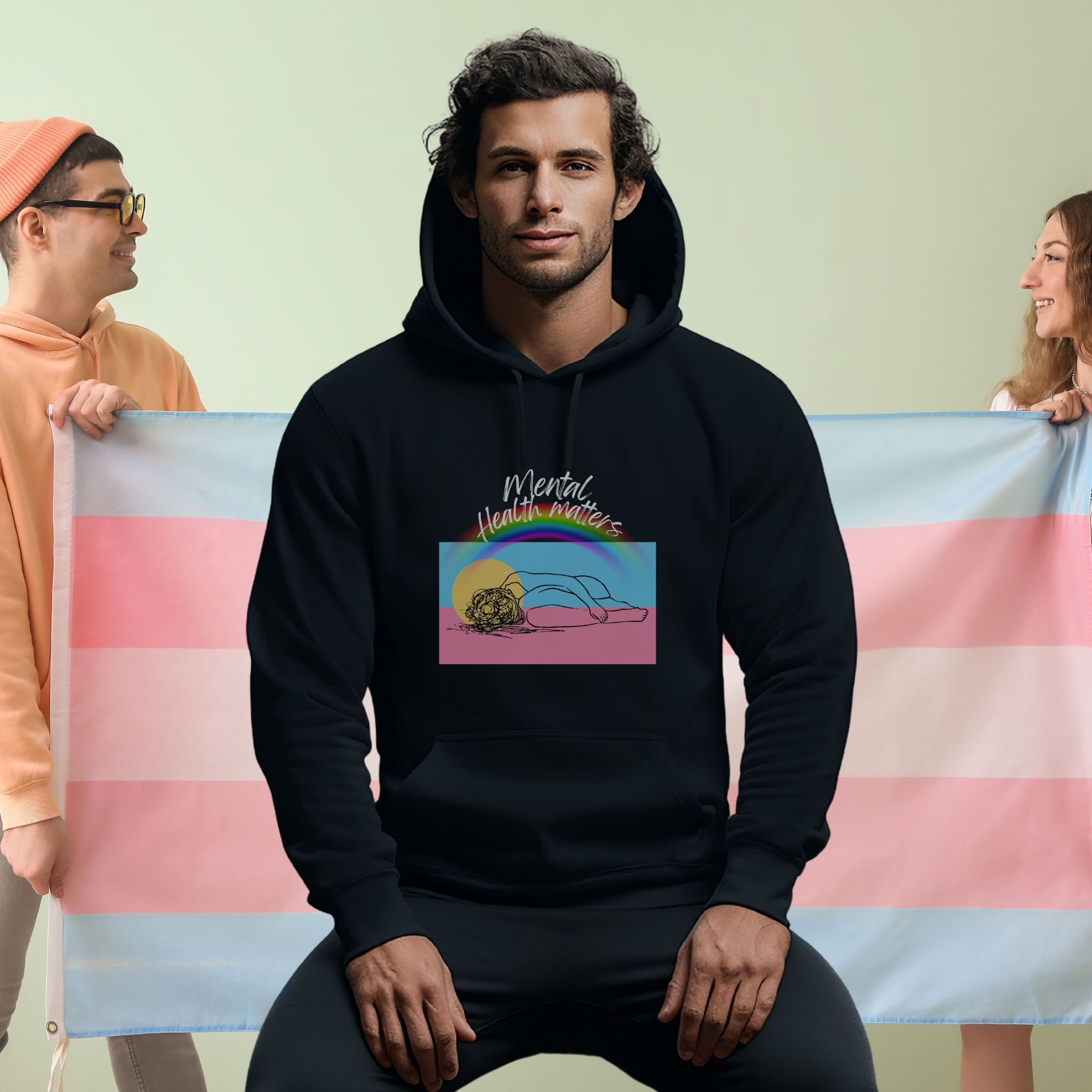 Ryker's Voice: Transgender Awareness Sweatshirt with Rainbow Graphic product thumbnail image