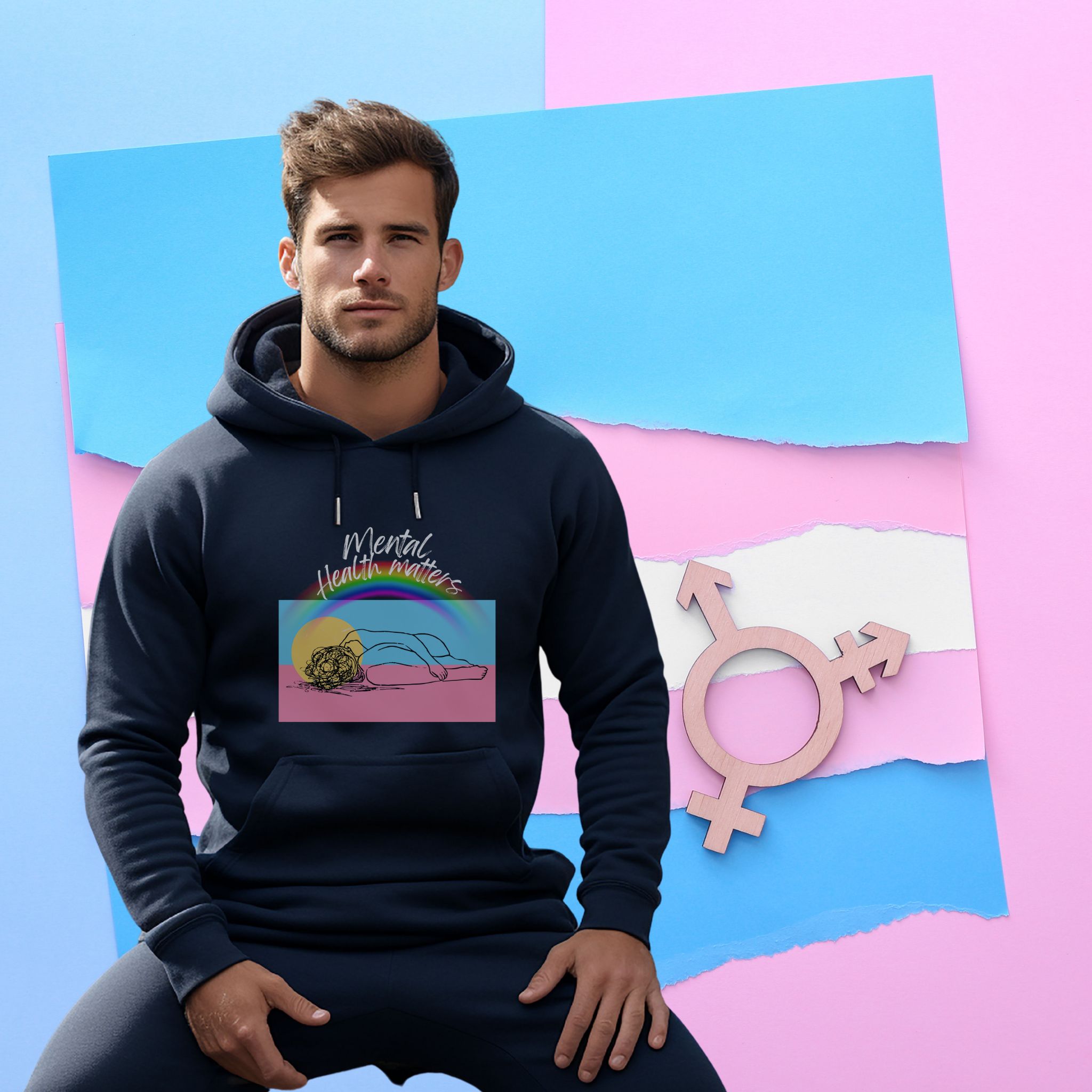Ryker's Voice: Transgender Awareness Sweatshirt with Rainbow Graphic product thumbnail image