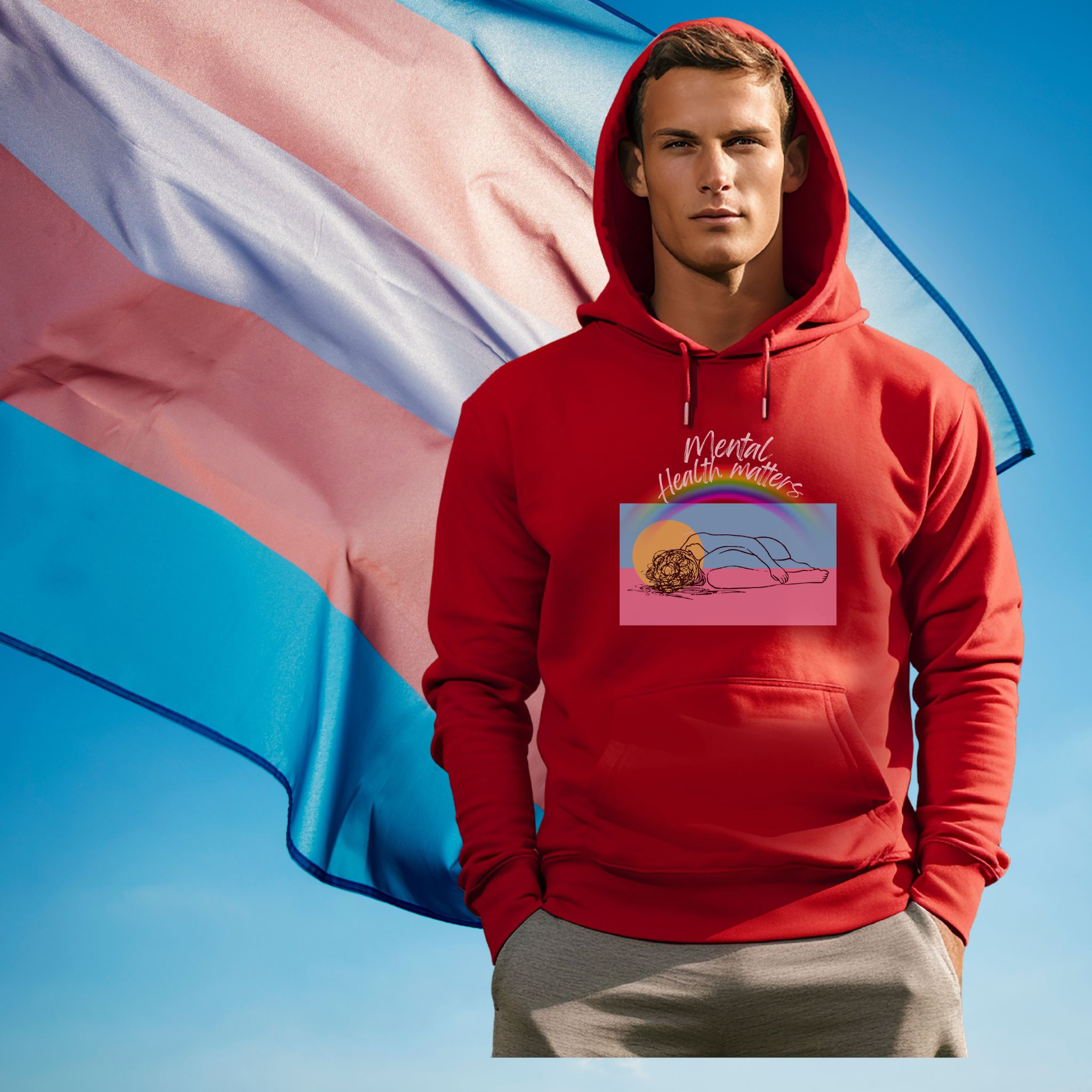 Ryker's Voice: Transgender Awareness Sweatshirt with Rainbow Graphic product thumbnail image