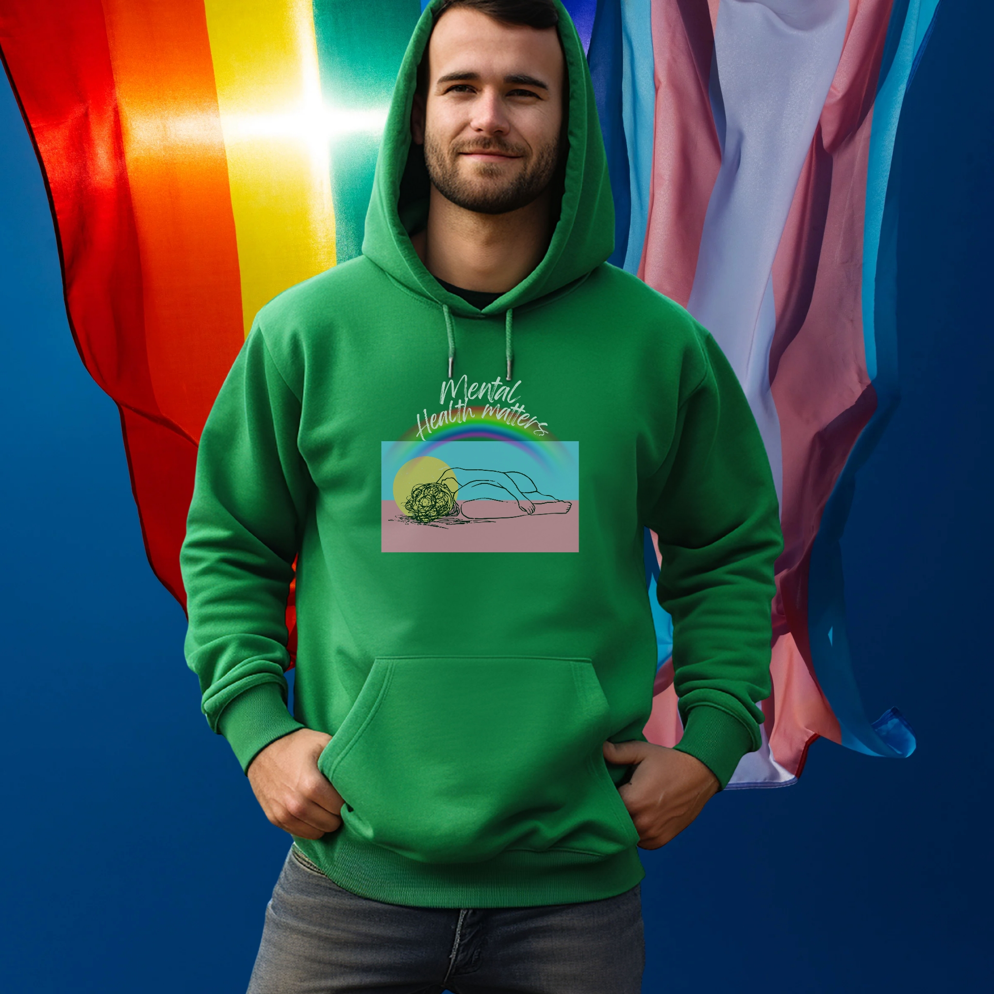 Ryker's Voice: Transgender Awareness Sweatshirt with Rainbow Graphic product thumbnail image Ryker's Voice: Transgender Awareness Sweatshirt with Rainbow Graphic product thumbnail image