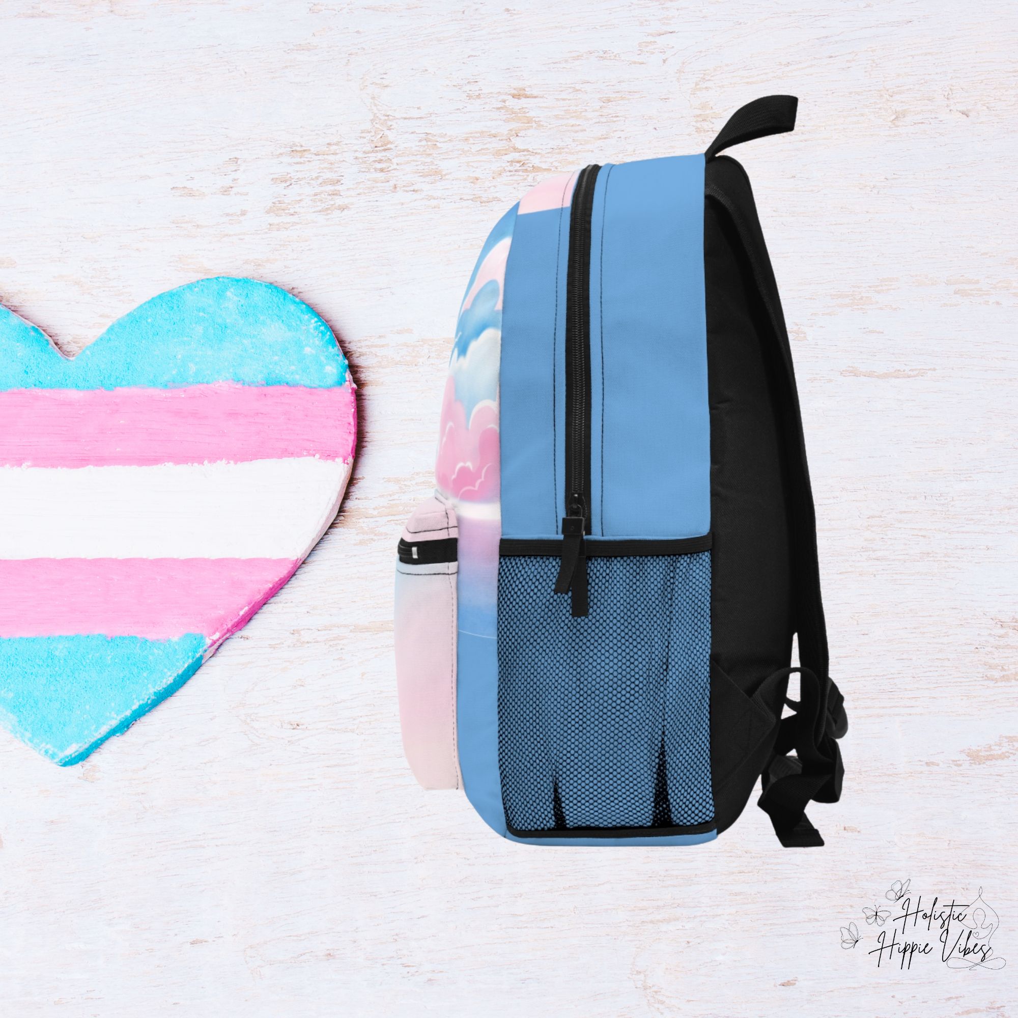 Trans Pride Sky Backpack - Vibrant Cloud Design for Allies &amp; Activists product thumbnail image