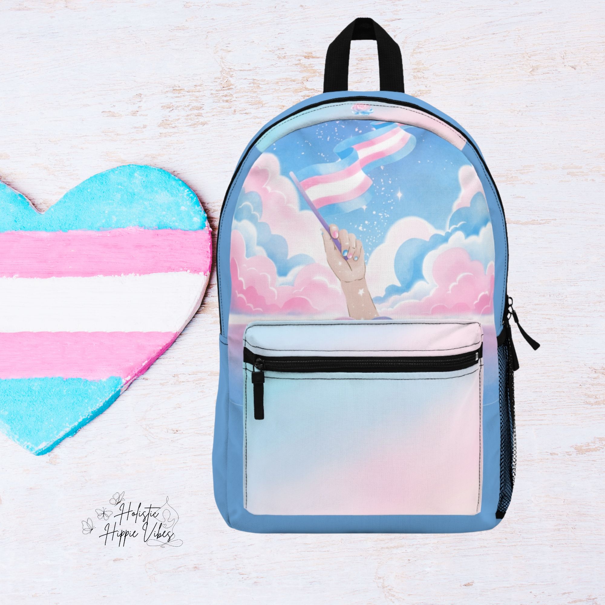 Trans Pride Sky Backpack - Vibrant Cloud Design for Allies & Activists product thumbnail image Trans Pride Sky Backpack - Vibrant Cloud Design for Allies & Activists product thumbnail image