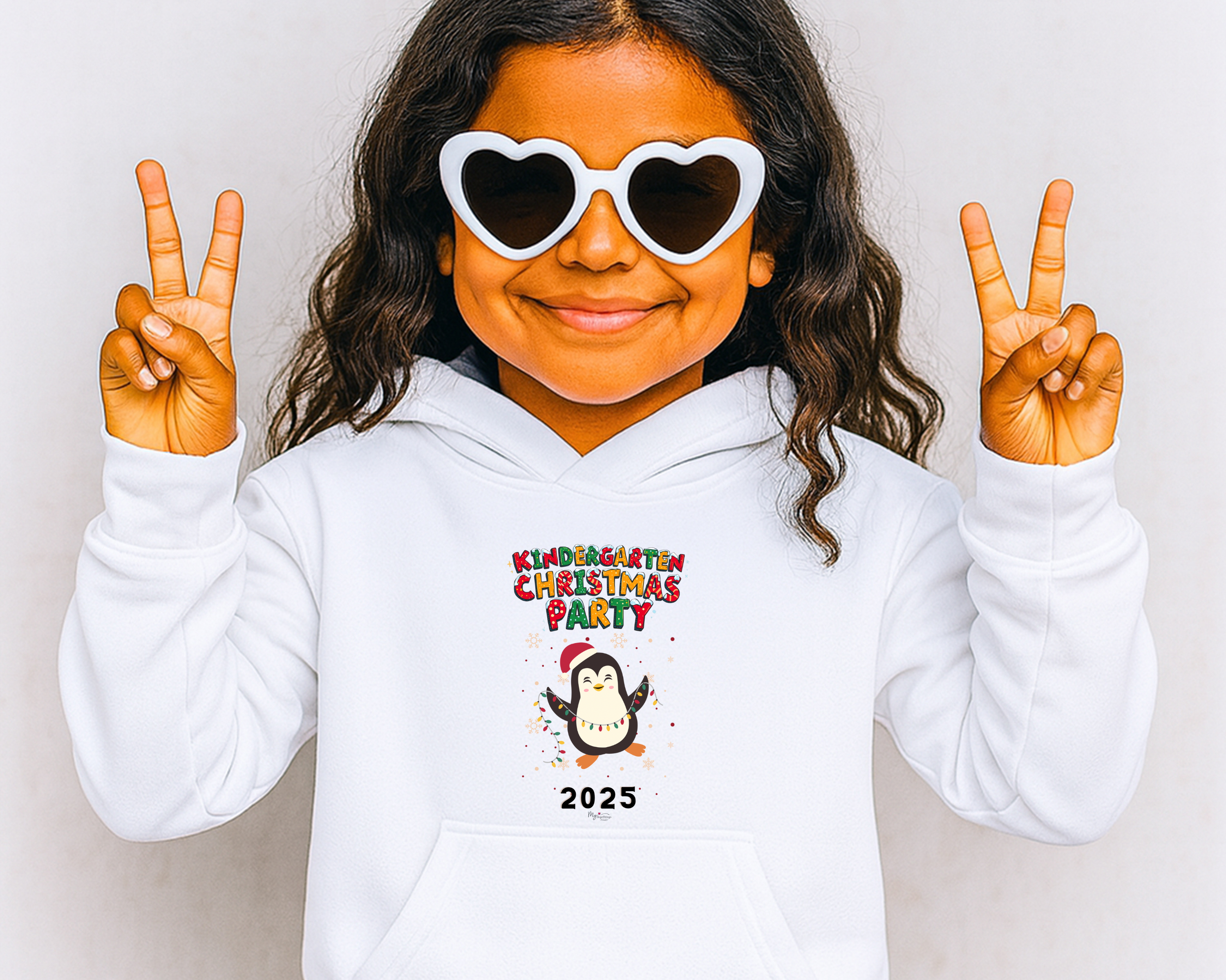 Personalized Kids Christmas Party Hoodie — "Kindergarten Christmas Party 2025" Penguin Personalized Kids Christmas Party Hoodie — "Kindergarten Christmas Party 2025" Penguin