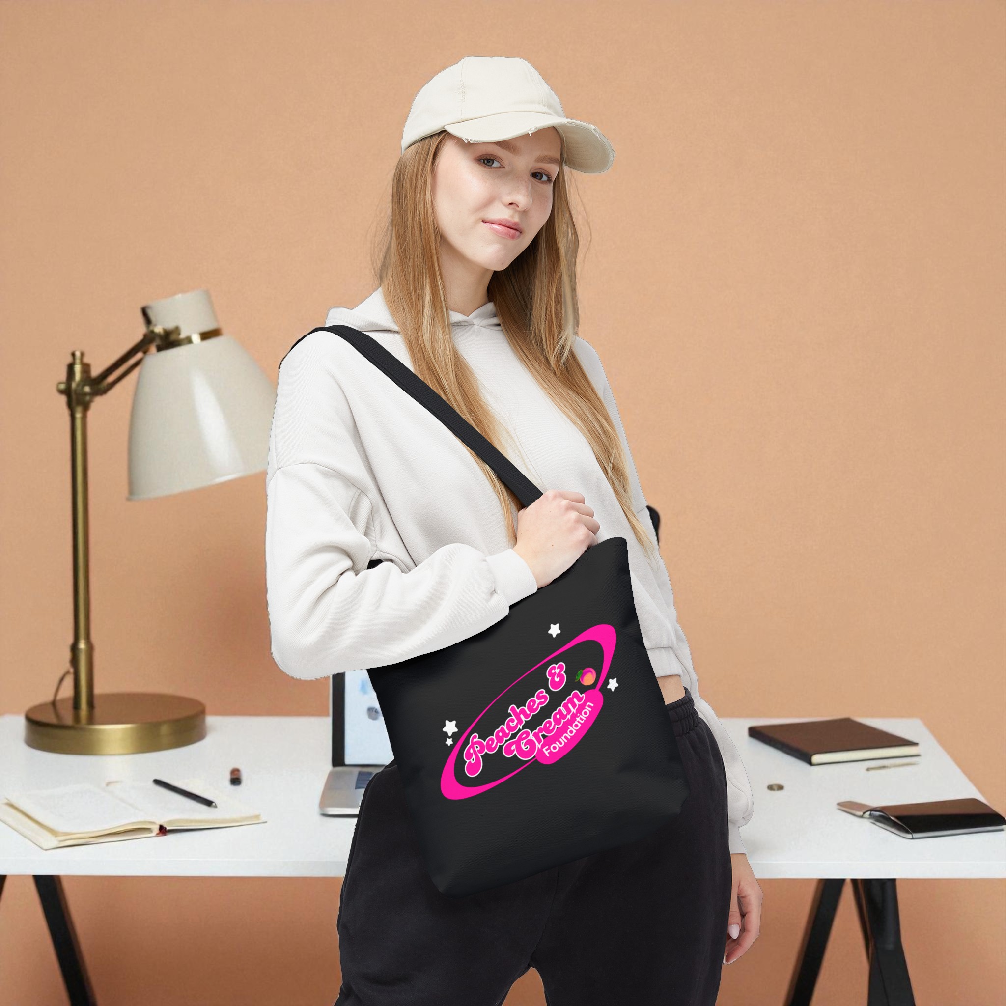 Peaches & Cream Pink Ring Tote Bag product thumbnail image Peaches & Cream Pink Ring Tote Bag product thumbnail image