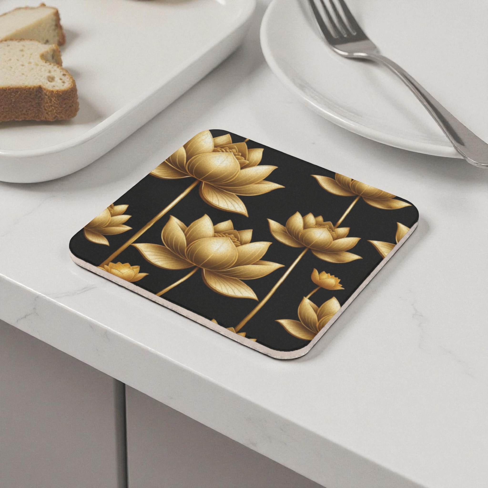 Regal Bloom Lotus Cork Back Coaster