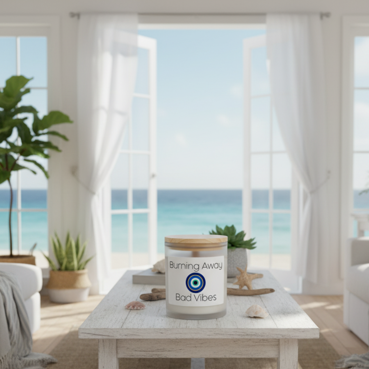 Burning Away Bad Vibes Candle | Evil Eye Protection Candle product thumbnail image Burning Away Bad Vibes Candle | Evil Eye Protection Candle product thumbnail image