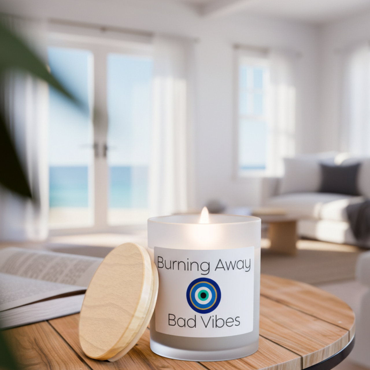 Burning Away Bad Vibes Candle | Evil Eye Protection Candle product thumbnail image Burning Away Bad Vibes Candle | Evil Eye Protection Candle product thumbnail image