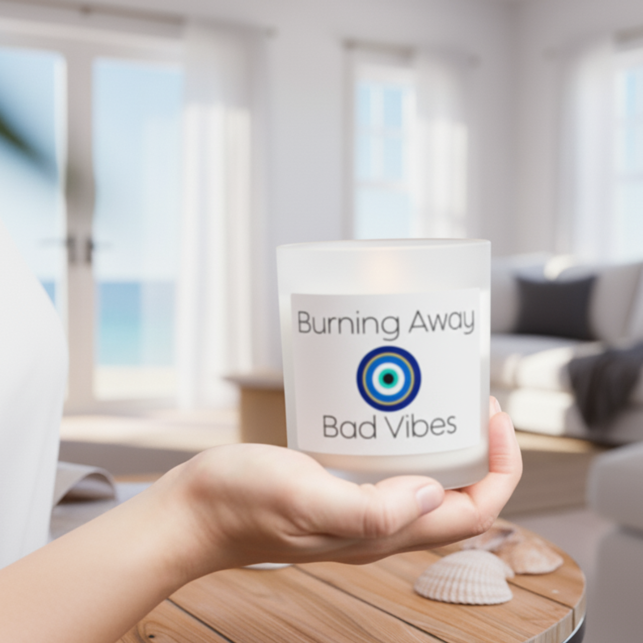 Burning Away Bad Vibes Candle | Evil Eye Protection Candle product thumbnail image Burning Away Bad Vibes Candle | Evil Eye Protection Candle product thumbnail image