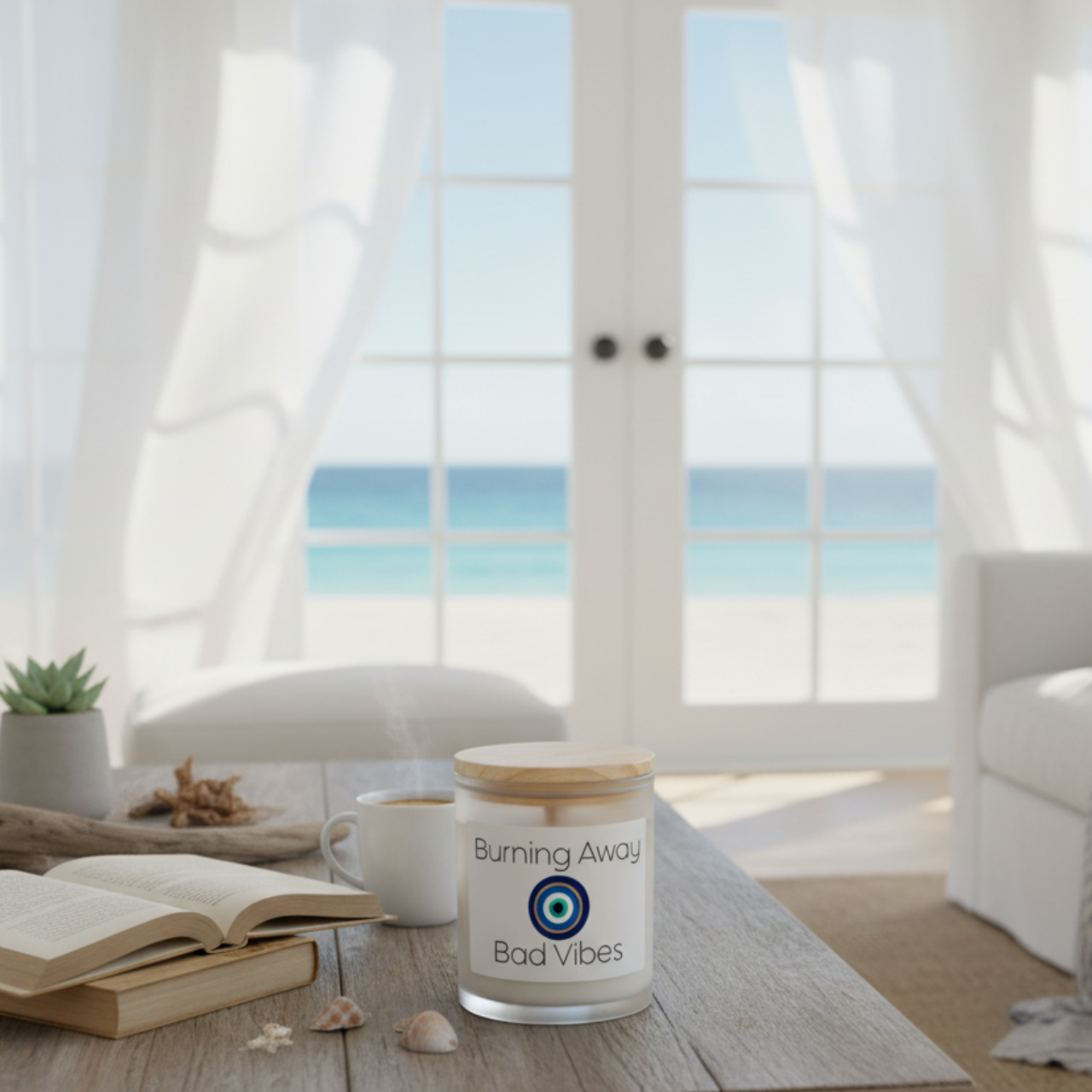 Burning Away Bad Vibes Candle | Evil Eye Protection Candle product thumbnail image Burning Away Bad Vibes Candle | Evil Eye Protection Candle product thumbnail image