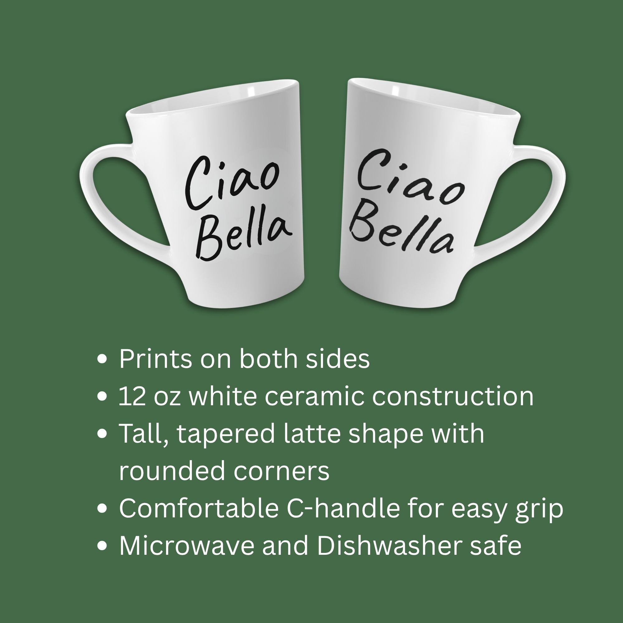 Ciao Bella White Latte Mug – Minimal Italian Coffee Cup product thumbnail image