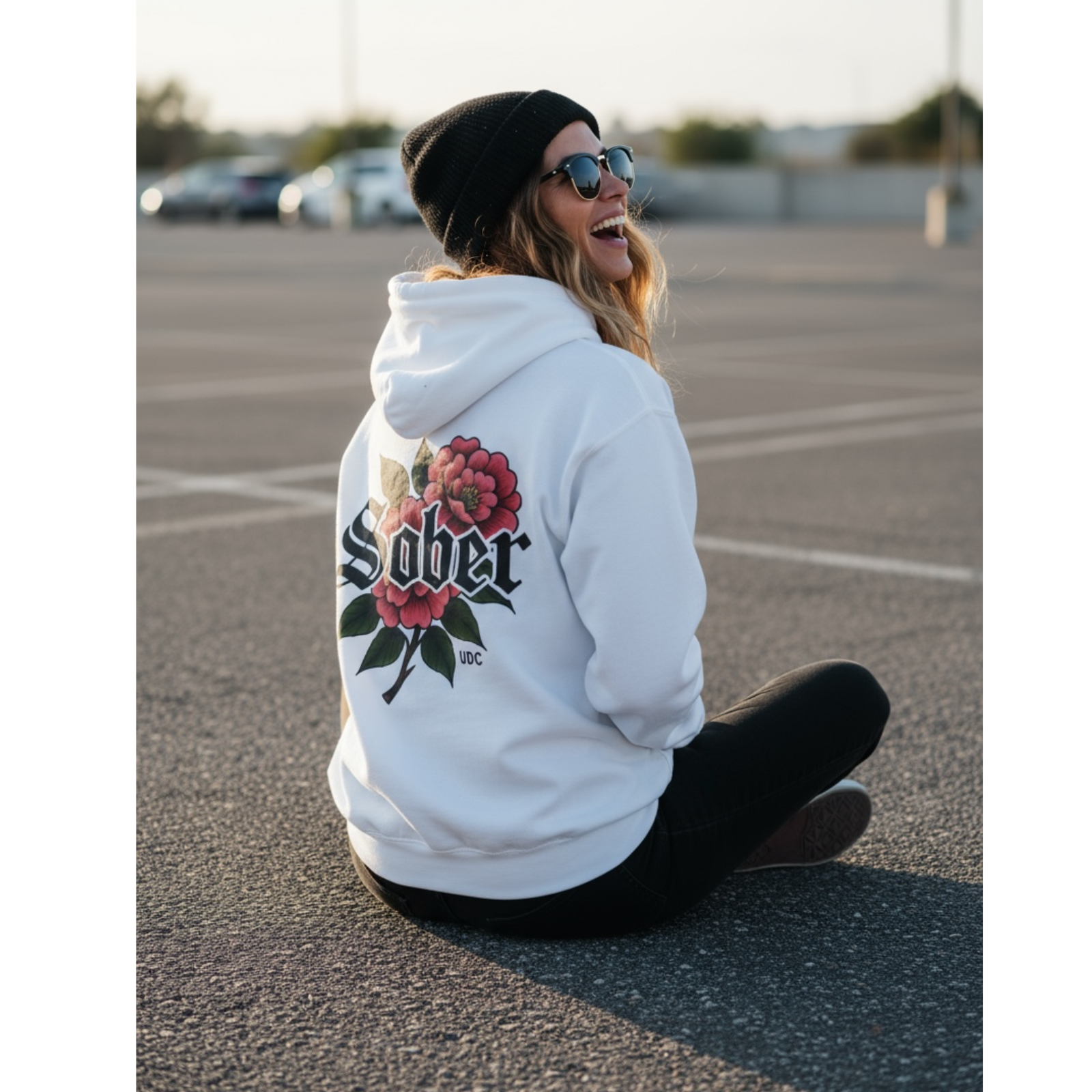 Sober Camellia Fleece Hoodie | Unisex Sweatshirt for Recovery Support, Gift for Sobriety Milestones, Cozy Casual Wear, Self-Care Apparel, [...] product thumbnail image