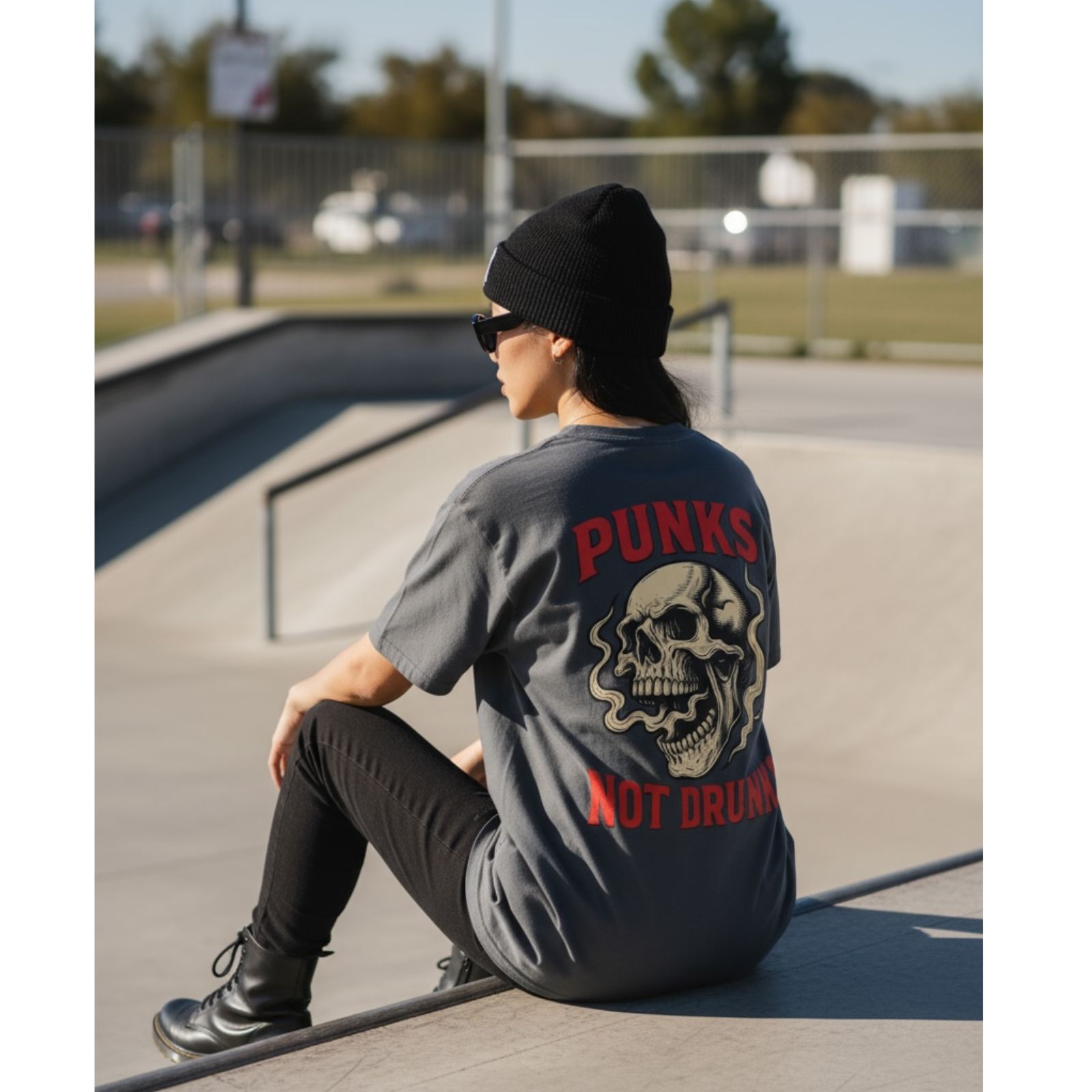 Punks Not Drunks Skull T-Shirt product thumbnail image Punks Not Drunks Skull T-Shirt product thumbnail image