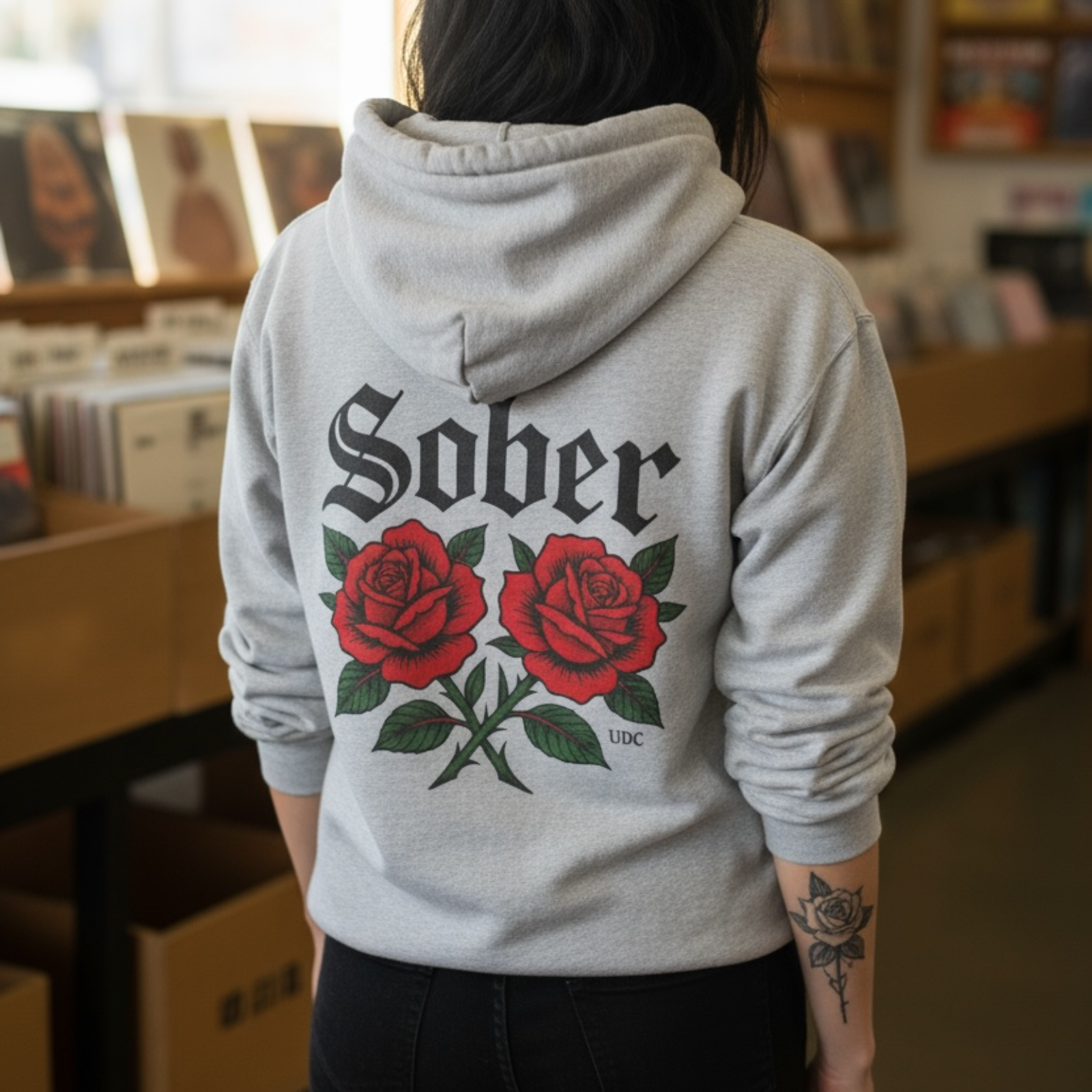 Sober Rose Fleece Hoodie - Perfect for Recovery Support, Casual Wear, Gifts, Celebrations, and Self-Care product thumbnail image Sober Rose Fleece Hoodie - Perfect for Recovery Support, Casual Wear, Gifts, Celebrations, and Self-Care product thumbnail image