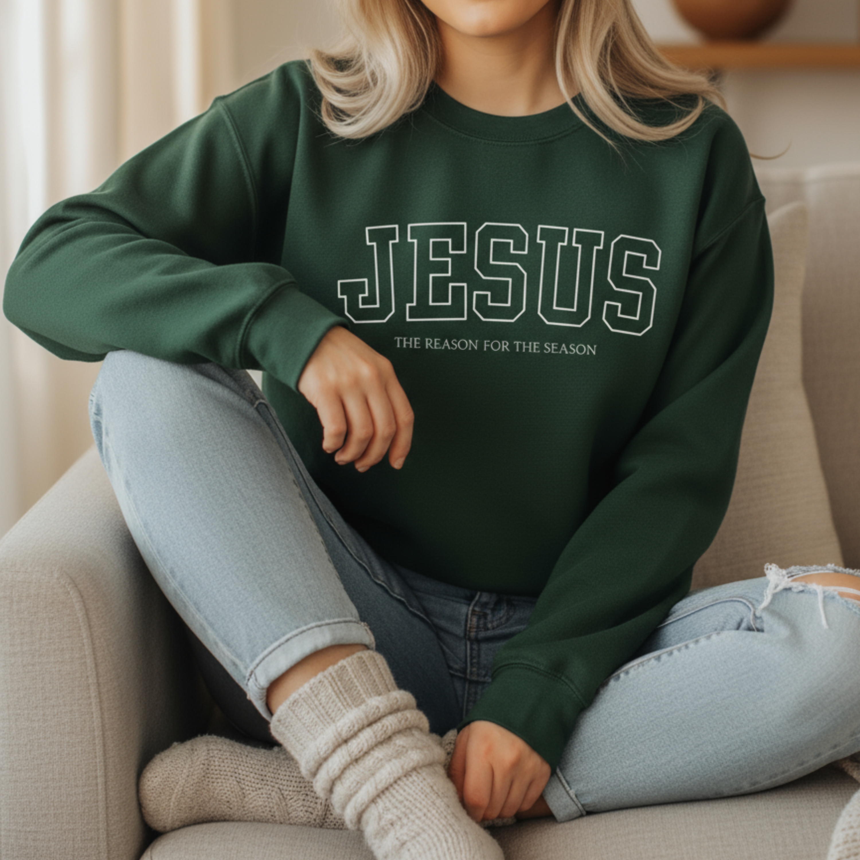 Christmas Sweatshirt - Jesus Is The Reason For The Season product thumbnail image