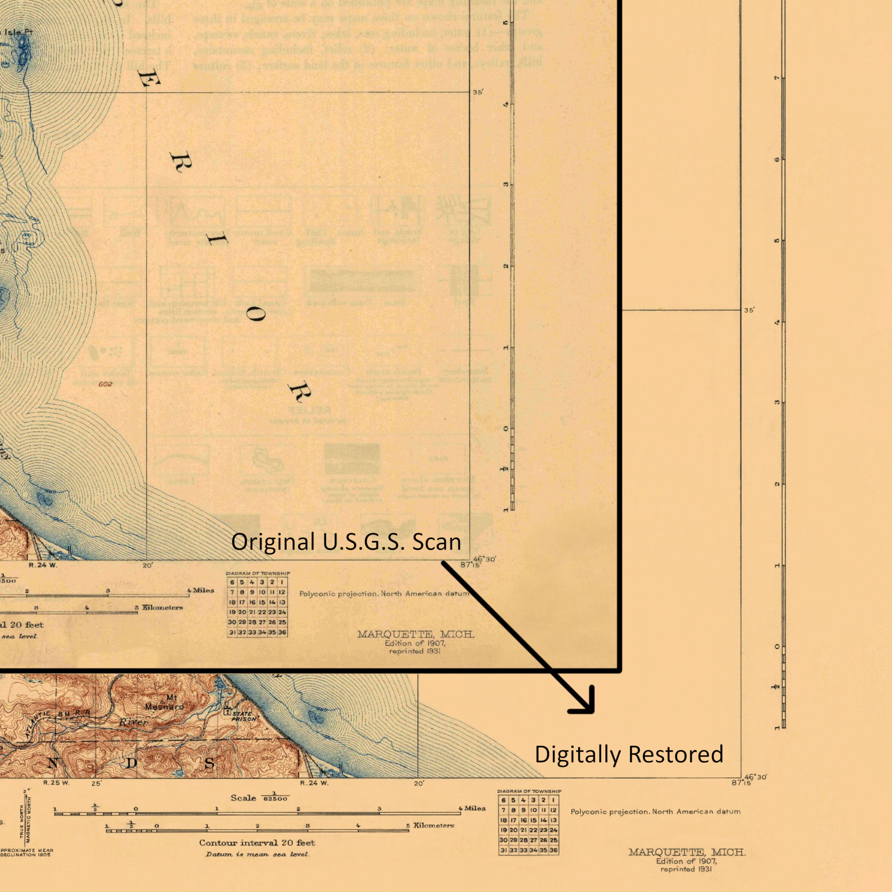 Vintage Map 1907 Marquette Mi Quadrangle USGS Topographic | 16x20 inch Rolled Poster (frame not included) | Wall Art, Nostalgic Decor product thumbnail image Vintage Map 1907 Marquette Mi Quadrangle USGS Topographic | 16x20 inch Rolled Poster (frame not included) | Wall Art, Nostalgic Decor product thumbnail image