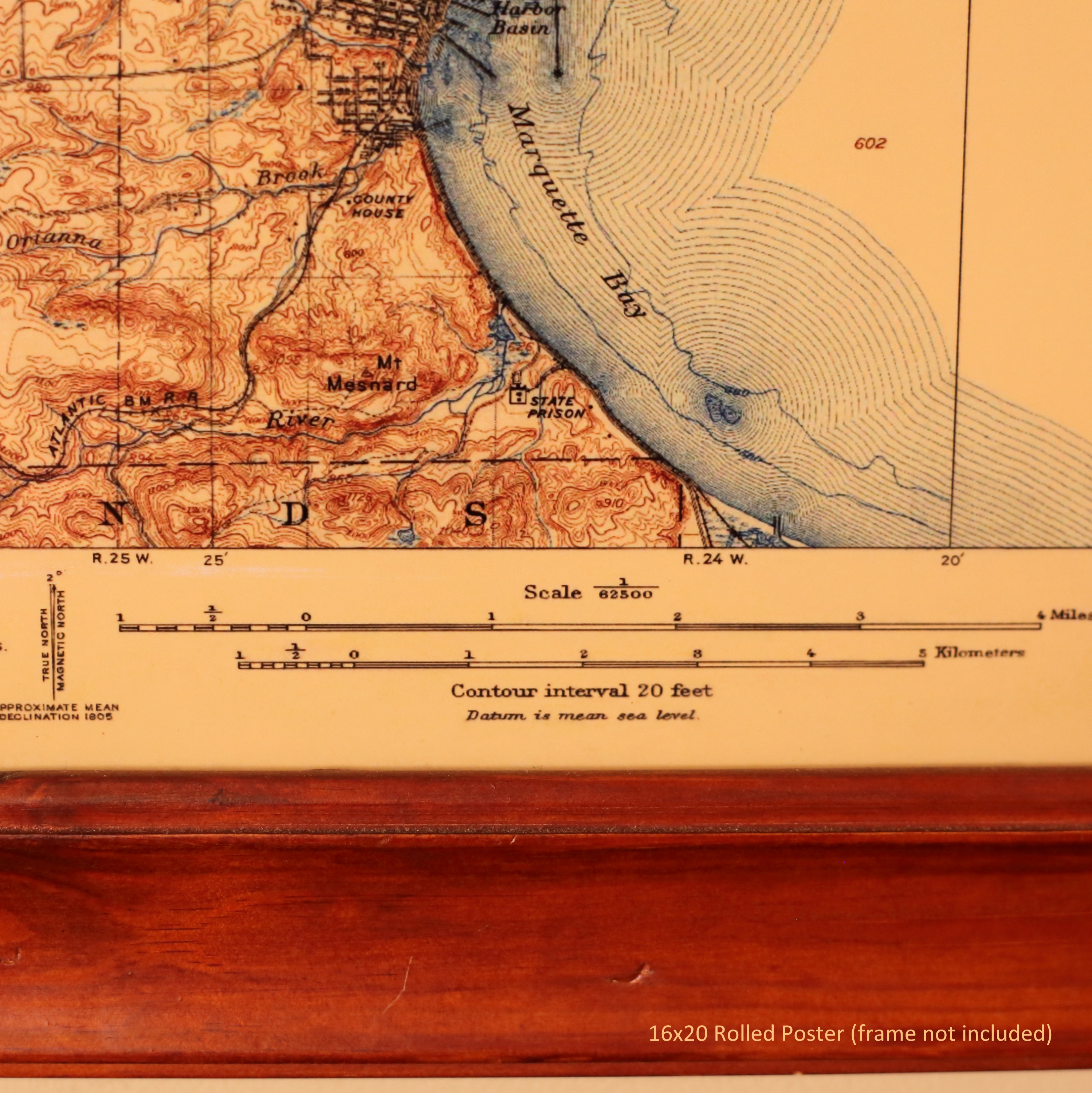 Vintage Map 1907 Marquette Mi Quadrangle USGS Topographic | 16x20 inch Rolled Poster (frame not included) | Wall Art, Nostalgic Decor product thumbnail image Vintage Map 1907 Marquette Mi Quadrangle USGS Topographic | 16x20 inch Rolled Poster (frame not included) | Wall Art, Nostalgic Decor product thumbnail image