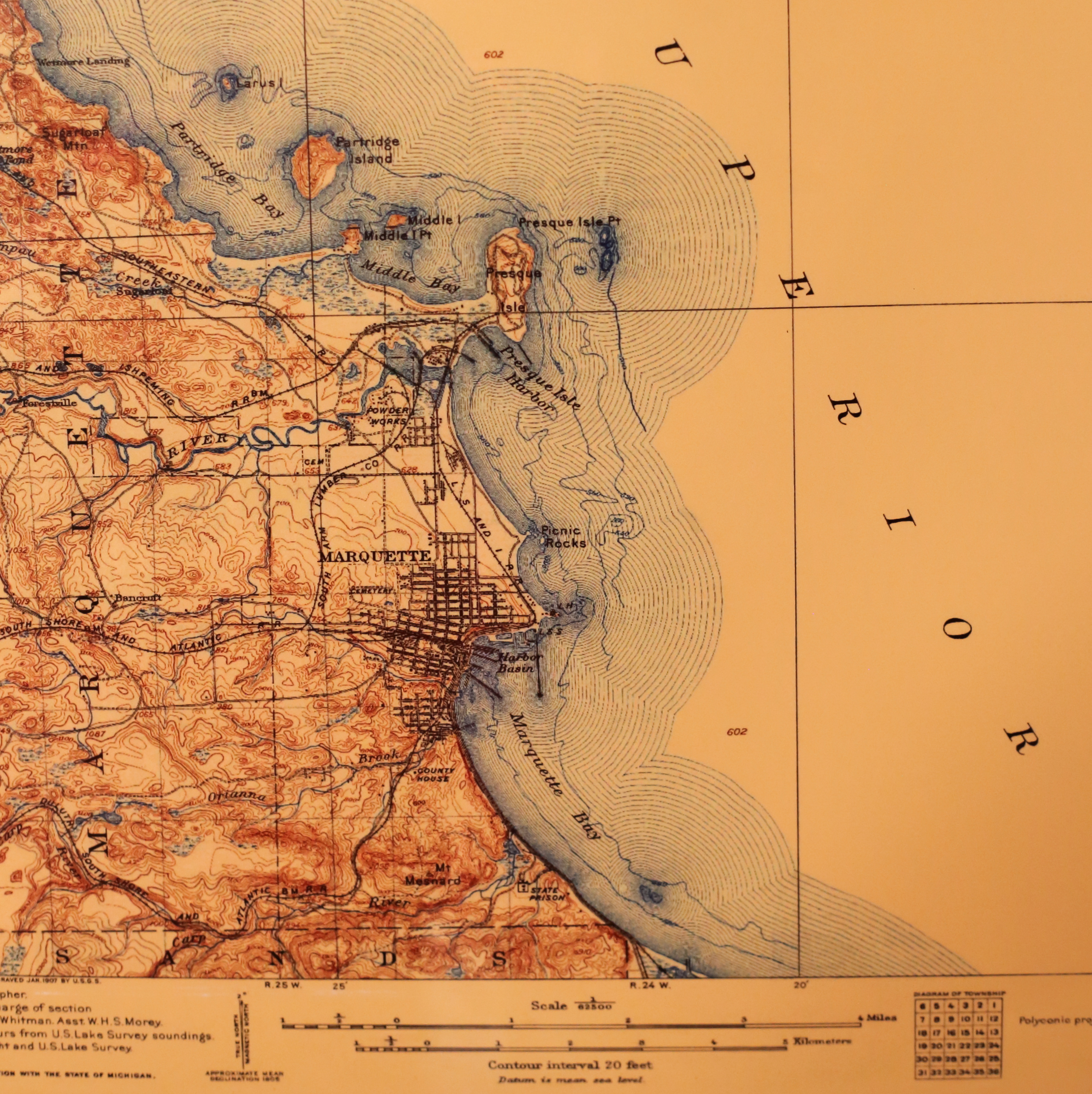 Vintage Map 1907 Marquette Mi Quadrangle USGS Topographic | 16x20 inch Rolled Poster (frame not included) | Wall Art, Nostalgic Decor product thumbnail image Vintage Map 1907 Marquette Mi Quadrangle USGS Topographic | 16x20 inch Rolled Poster (frame not included) | Wall Art, Nostalgic Decor product thumbnail image
