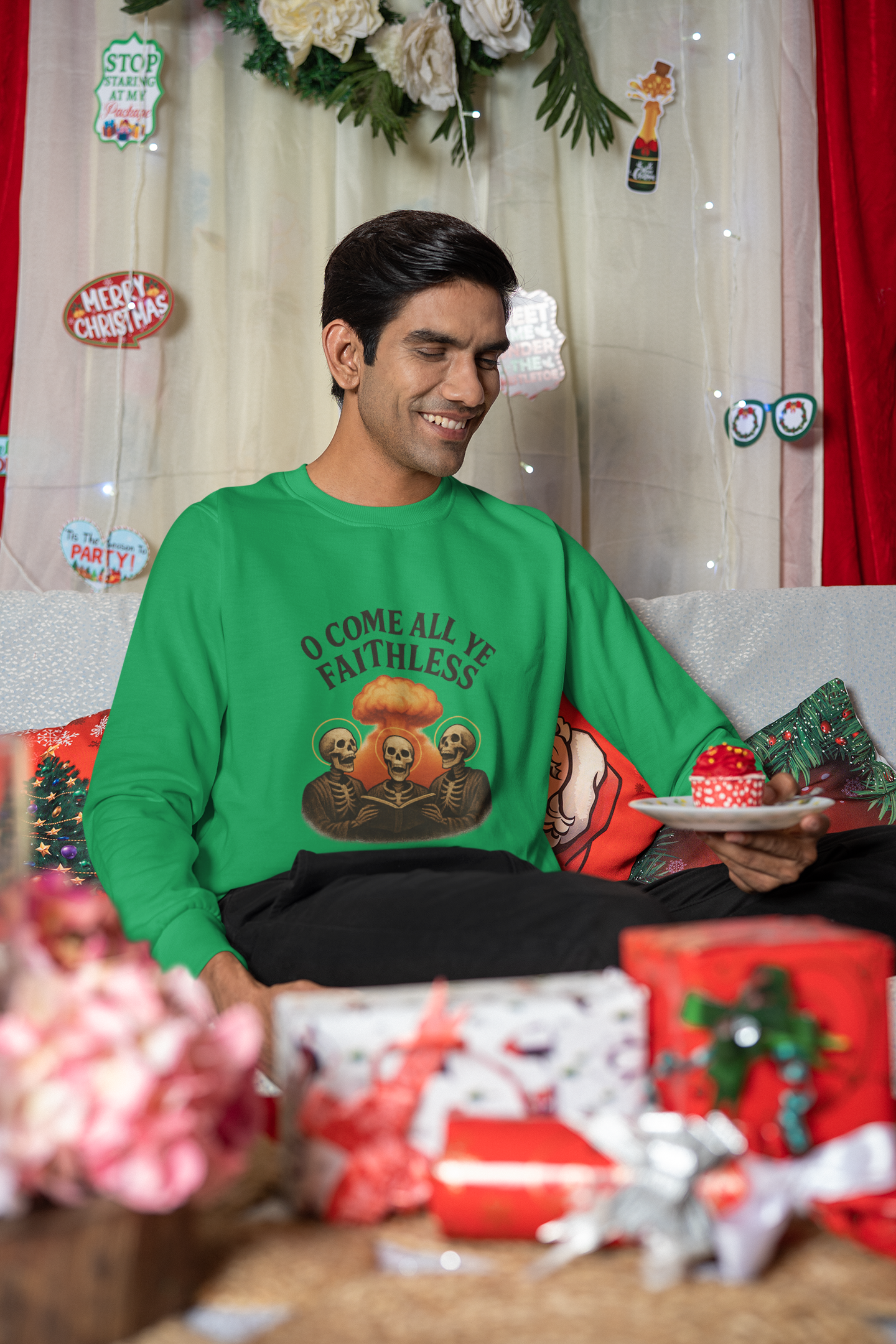 O Come All Ye Faithless – Nuclear Choir Skeleton Sweatshirt product thumbnail image O Come All Ye Faithless – Nuclear Choir Skeleton Sweatshirt product thumbnail image