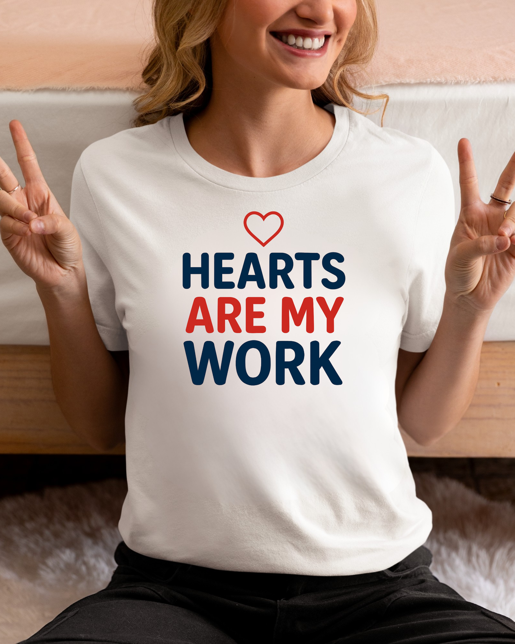 “Hearts Are My Work” — Bold Text Short Sleeve Tee “Hearts Are My Work” — Bold Text Short Sleeve Tee